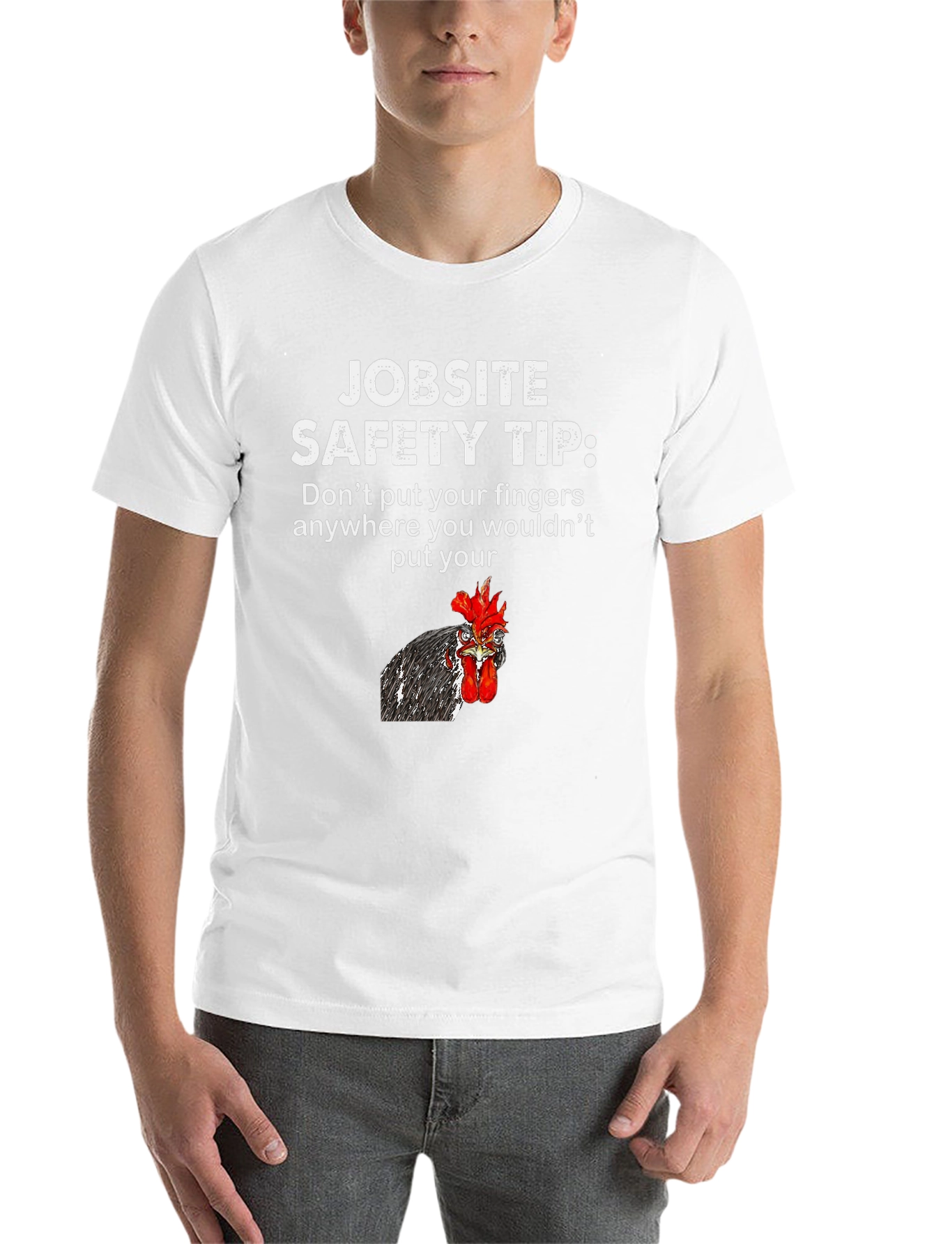 Black Jobsite Safety Tip Chicken T-Shirt view 14