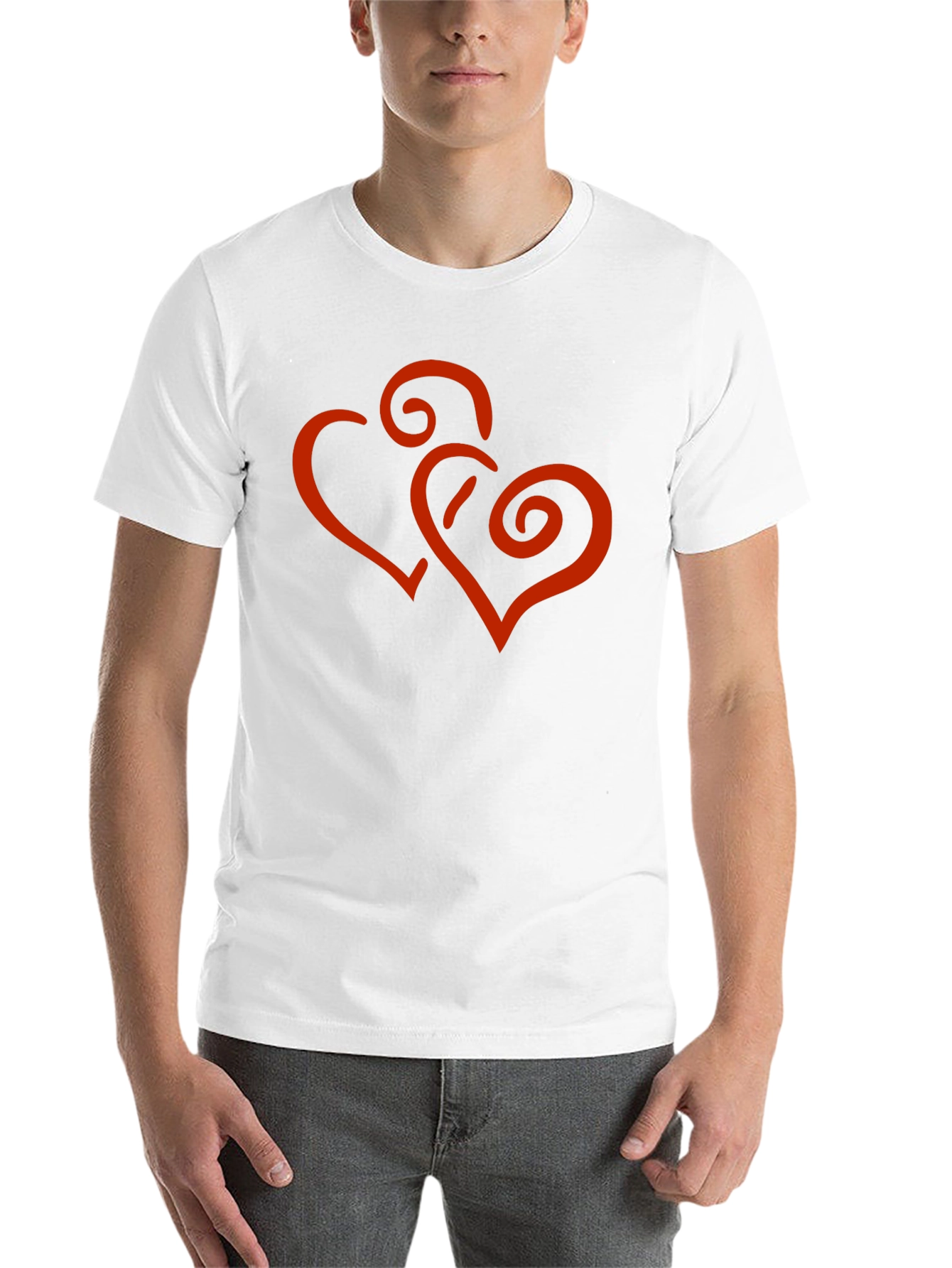Black Stylish Black Tee with Red Heart Design view 14