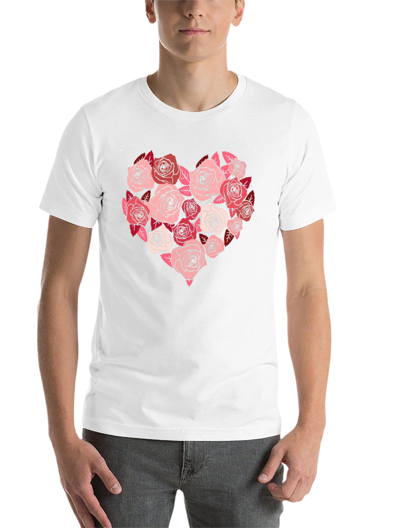 Black Floral Heart Graphic Tee - Black Casual T-Shirt view 14