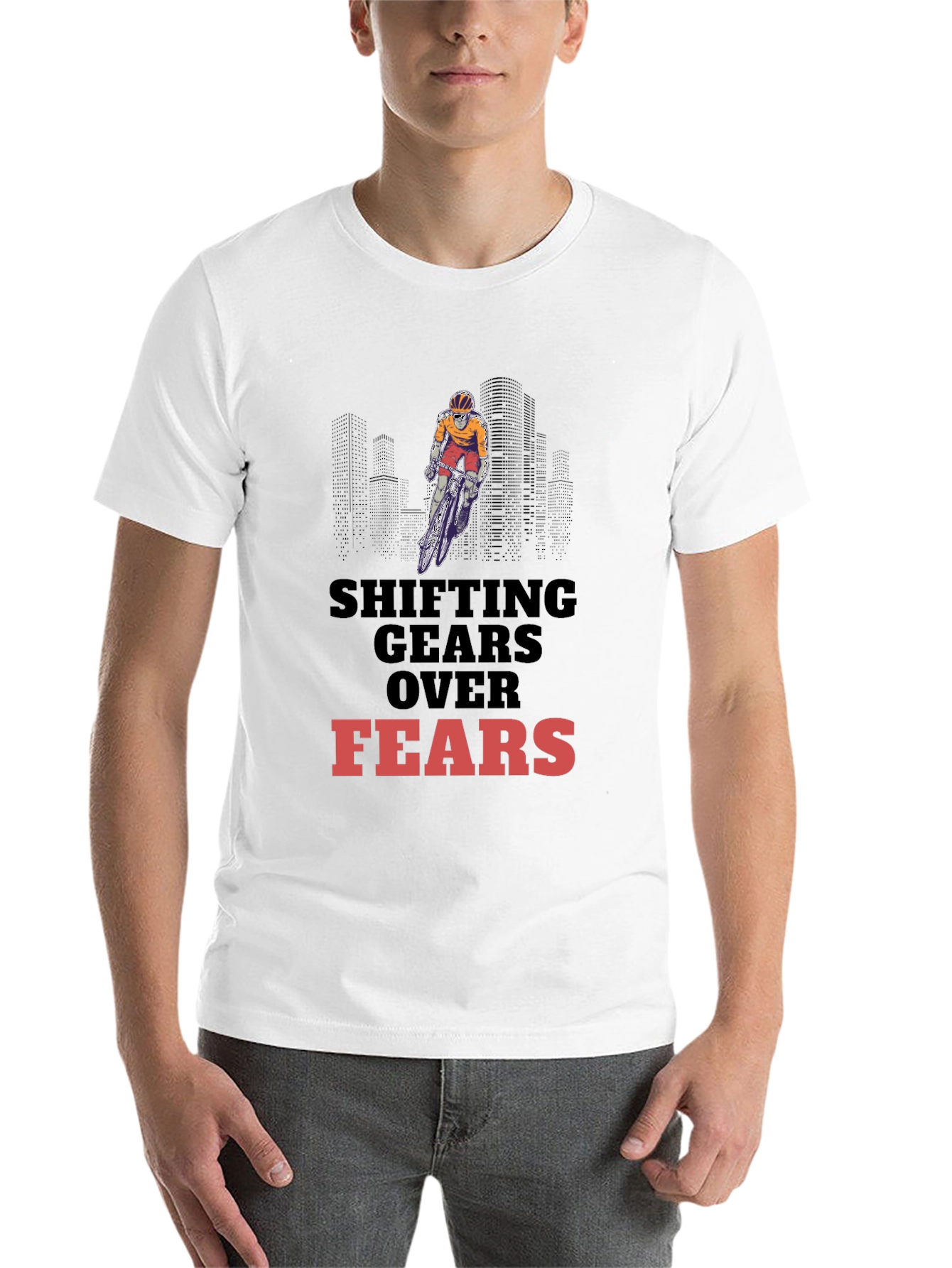 Black Shifting Gears Over Fears Graphic Tee - Sporty Black T-Shirt view 14