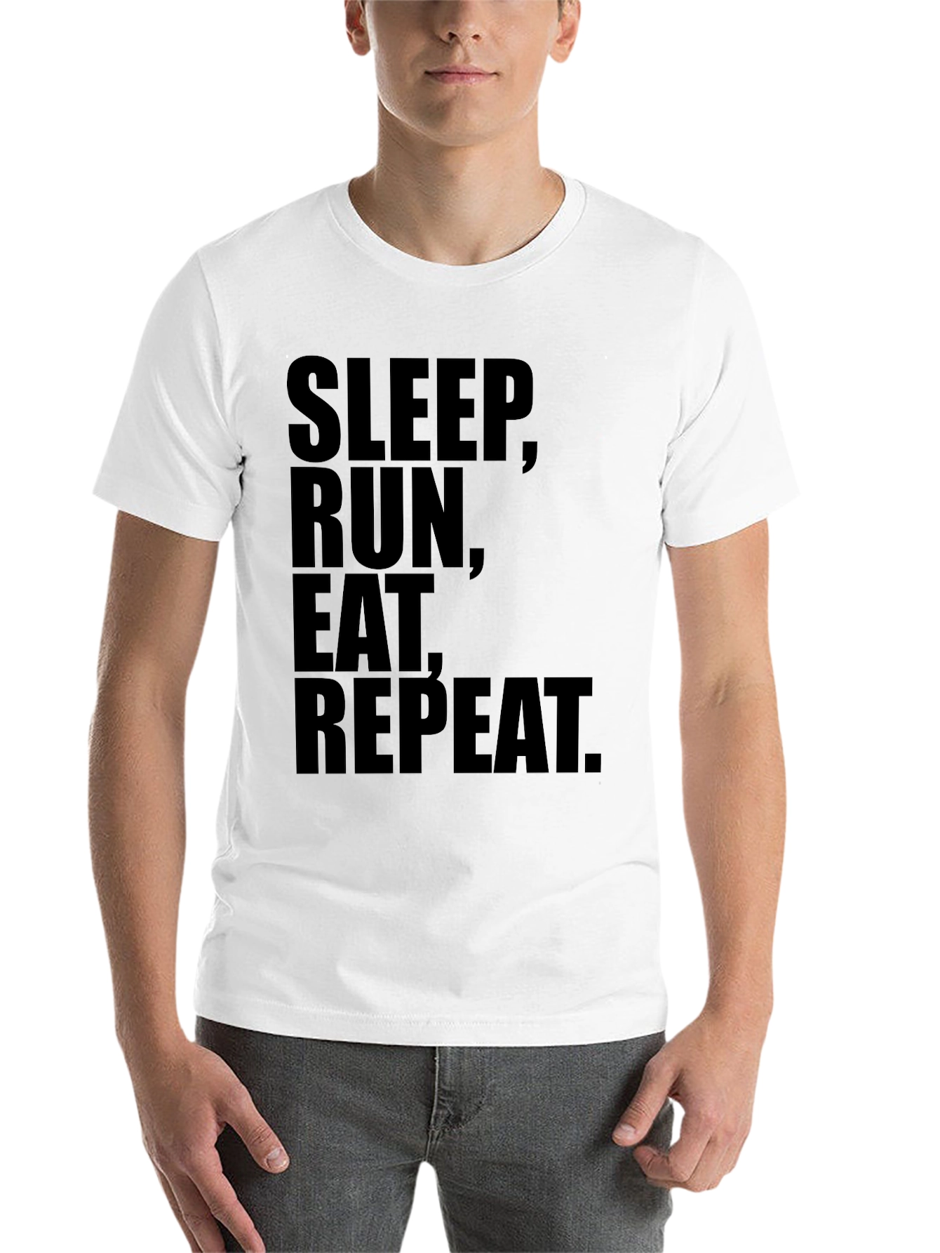 Black Sleep Run Eat Repeat Black T-Shirt - Fitness Lifestyle view 14
