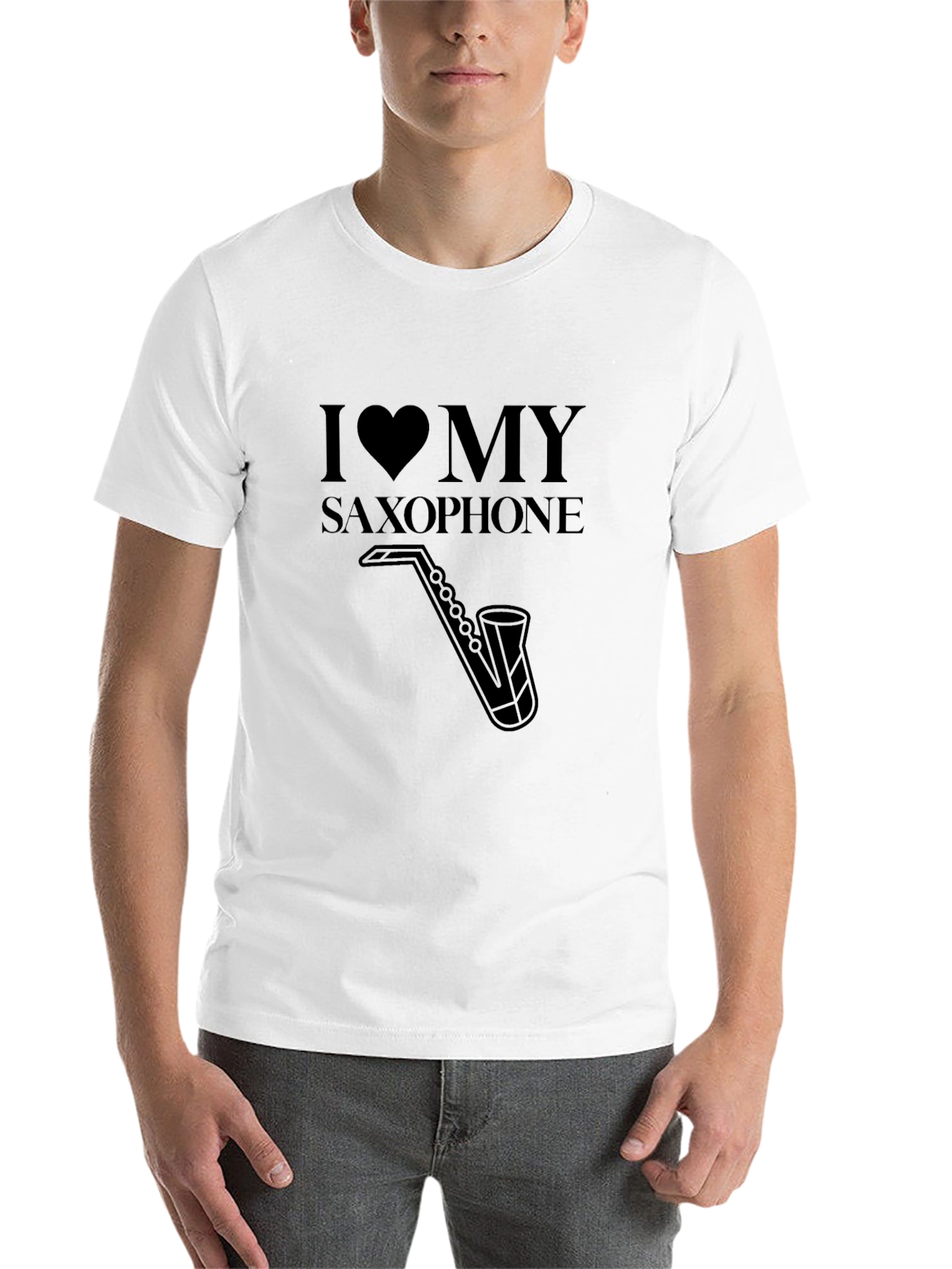 Black I Love My Saxophone Black T-Shirt view 14