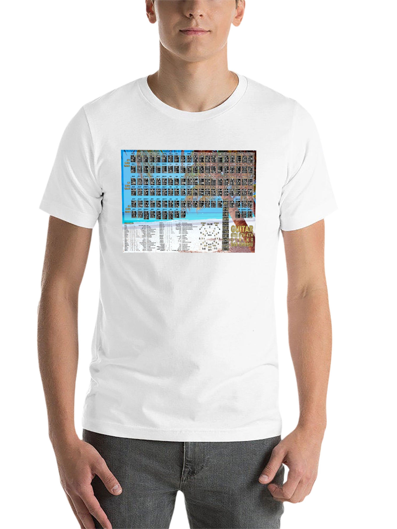 Black Guitar Chords Beach T-Shirt view 14