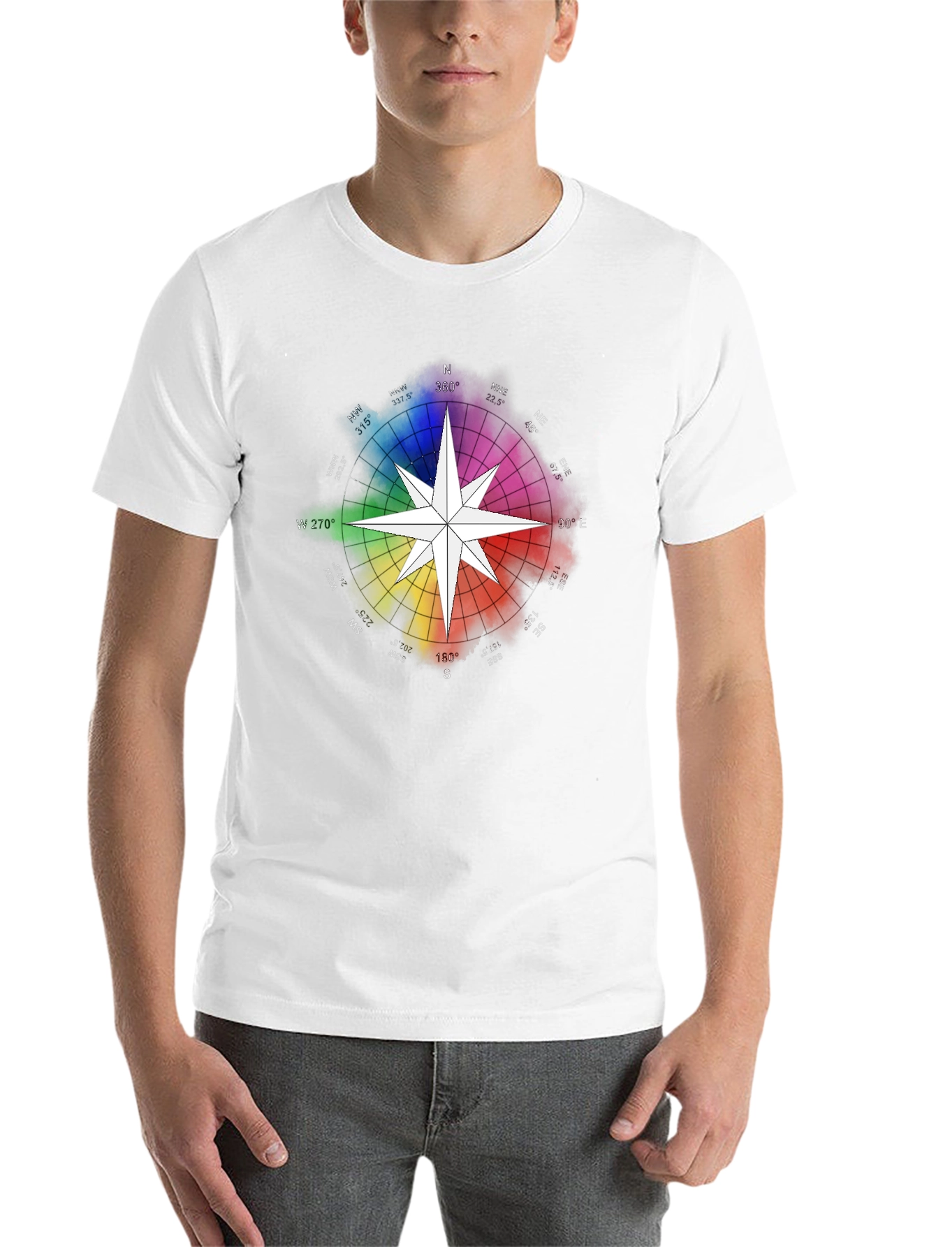 Black Rainbow Compass Star Graphic T-Shirt - Stylish Black Tee view 14