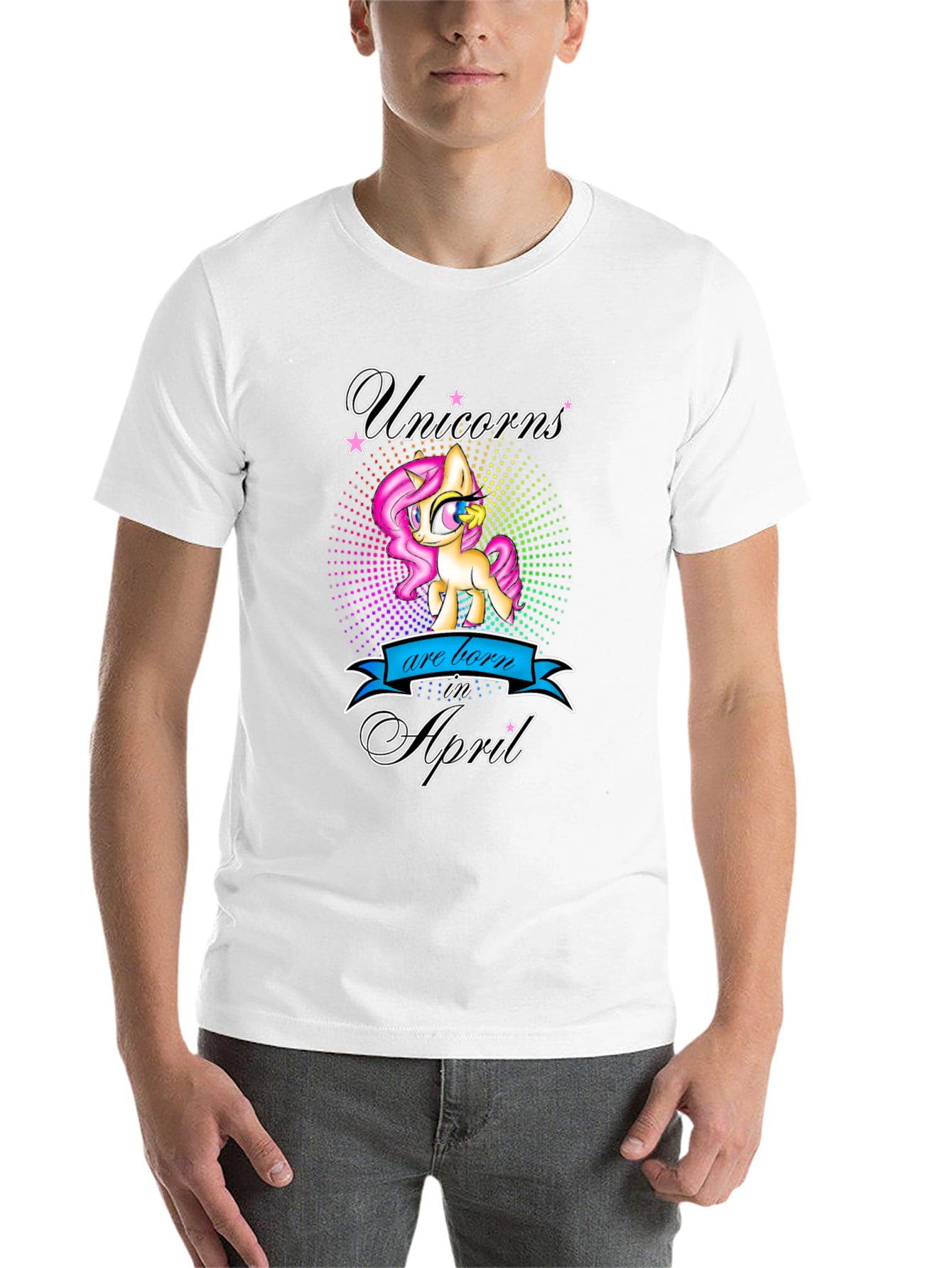 Black Unicorns Born in April Black T-Shirt view 14