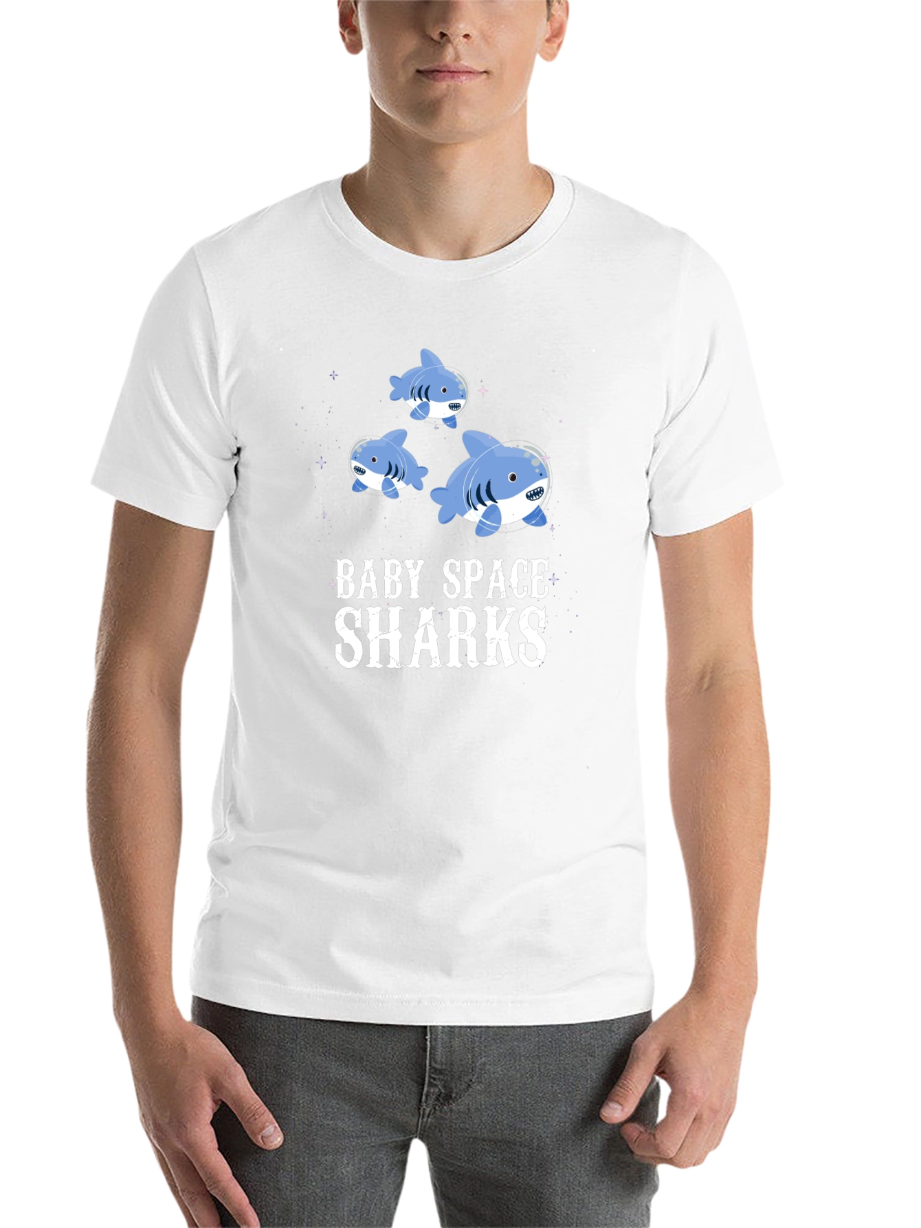 Black Baby Space Sharks Graphic T-Shirt view 14