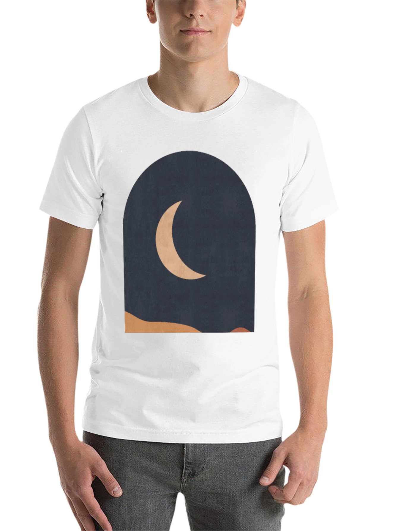 Black Modern Crescent Moon Graphic Tee view 14