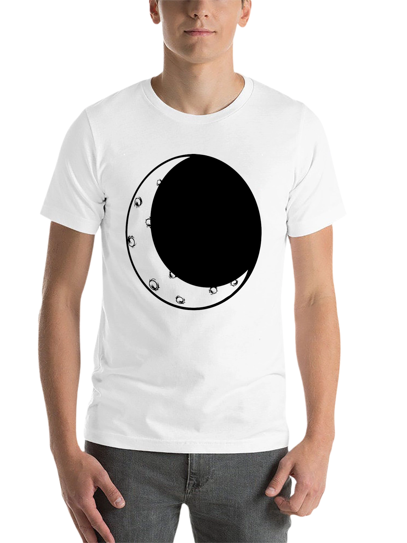 Black Crescent Moon Graphic Tee - Black Cotton Comfort view 14