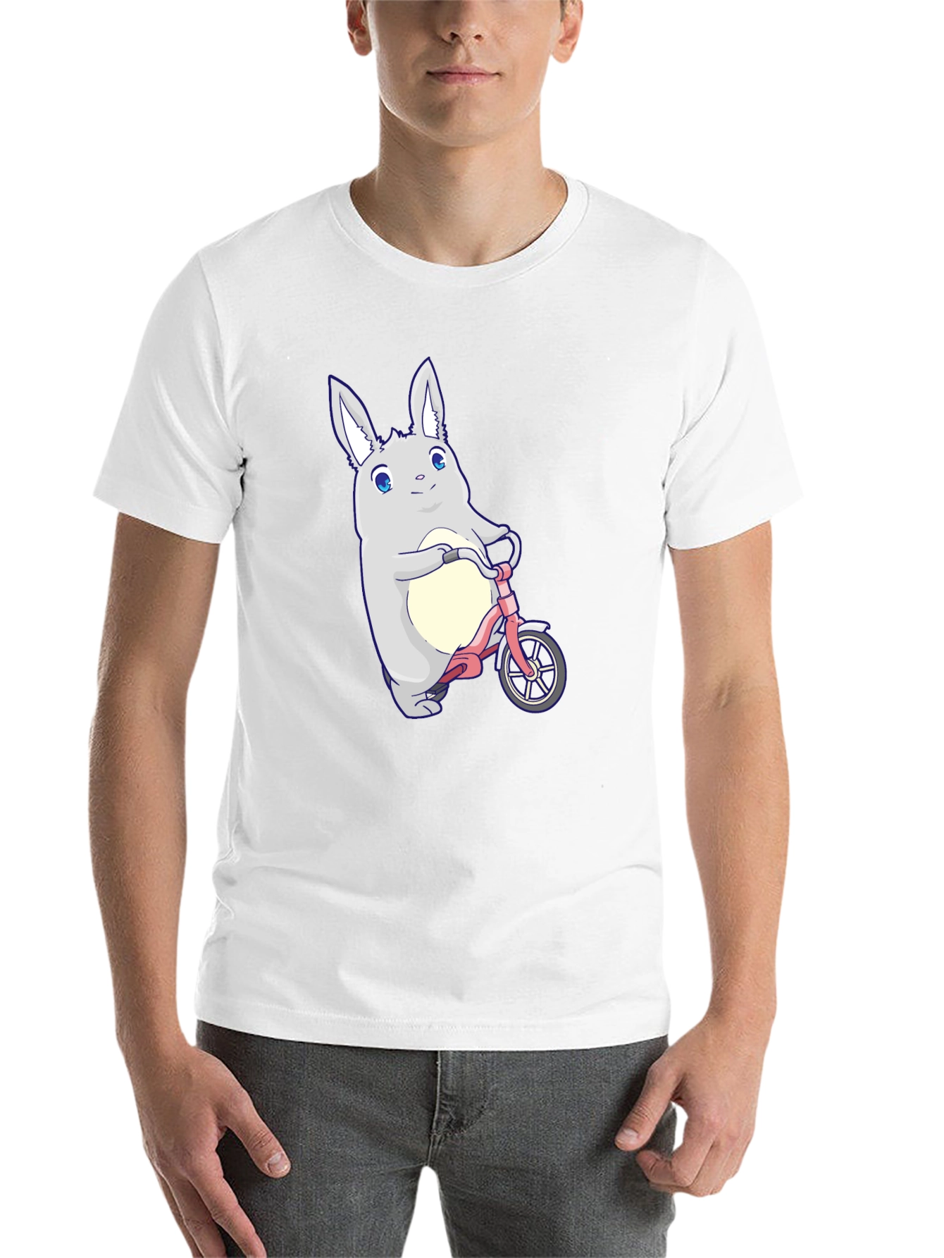 Black Cute Bunny on Bike Graphic T-Shirt view 14