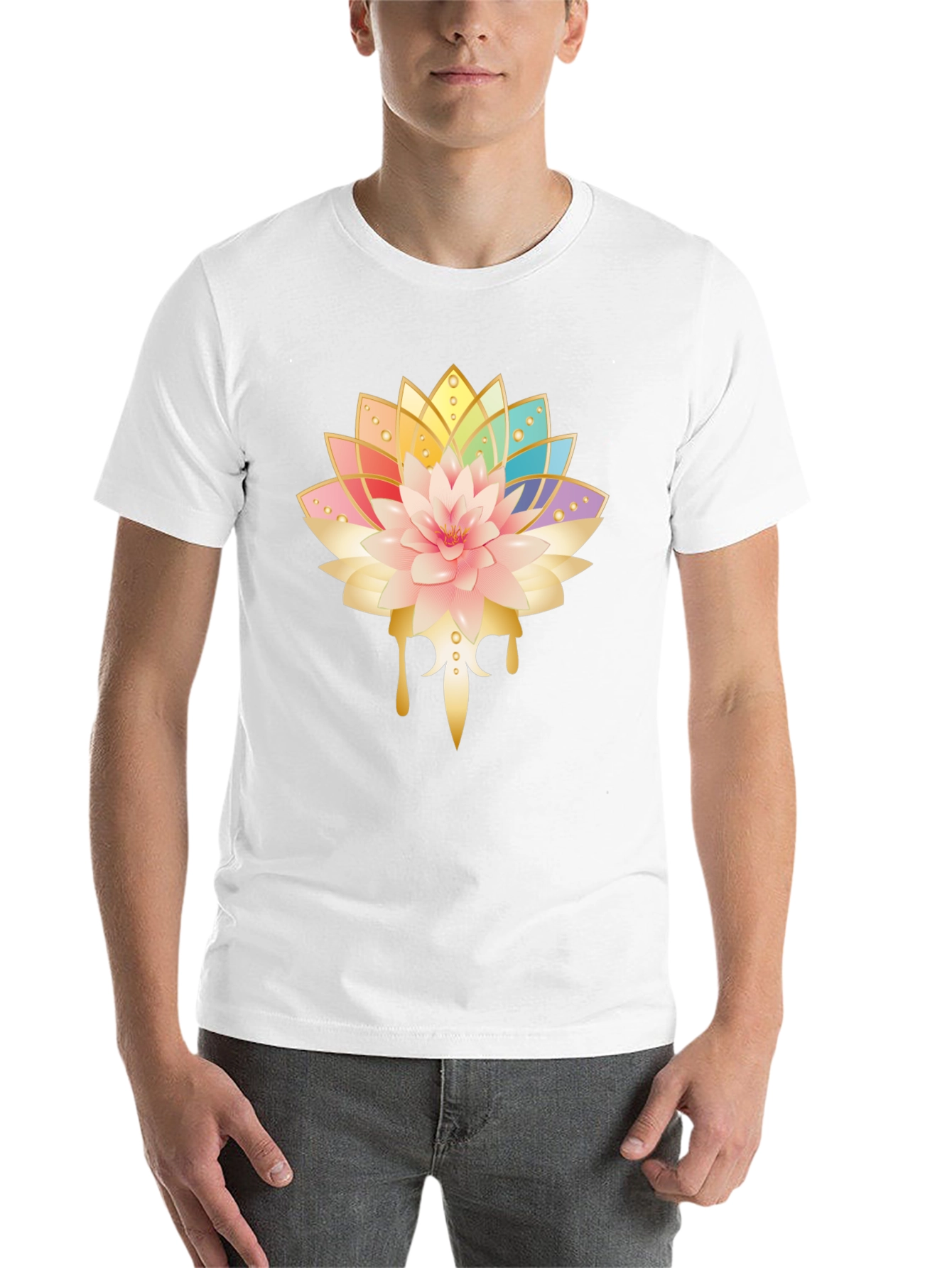Black Lotus Flower Graphic Black T-Shirt view 14