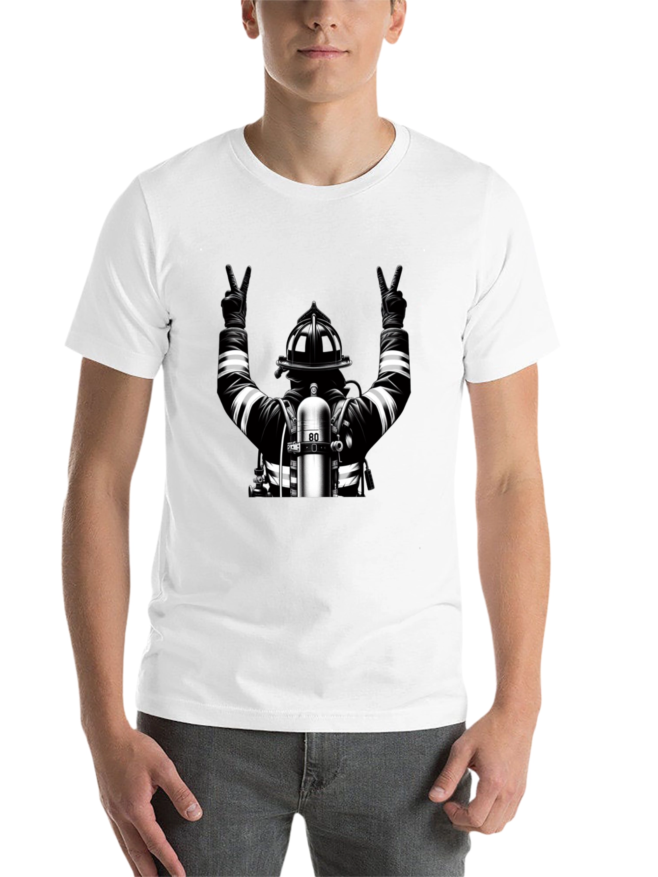 Black Firefighter 'Peace' Graphic Tee - Black view 14