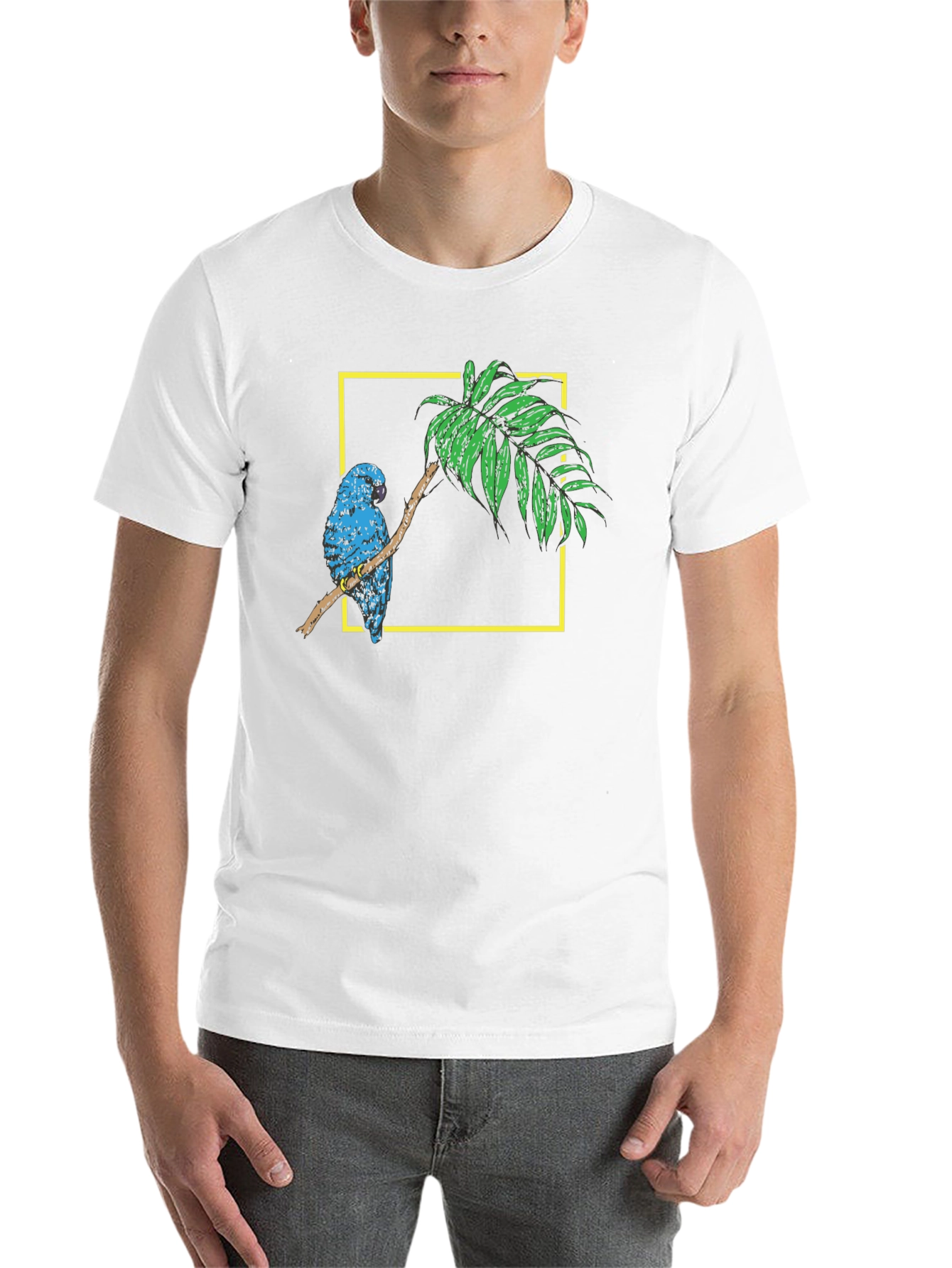 Black Parrot on Branch Black Graphic Tee view 14