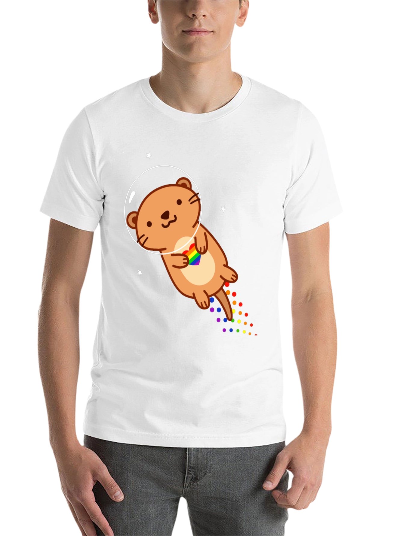 Black Space Otter LGBT Pride T-Shirt view 14