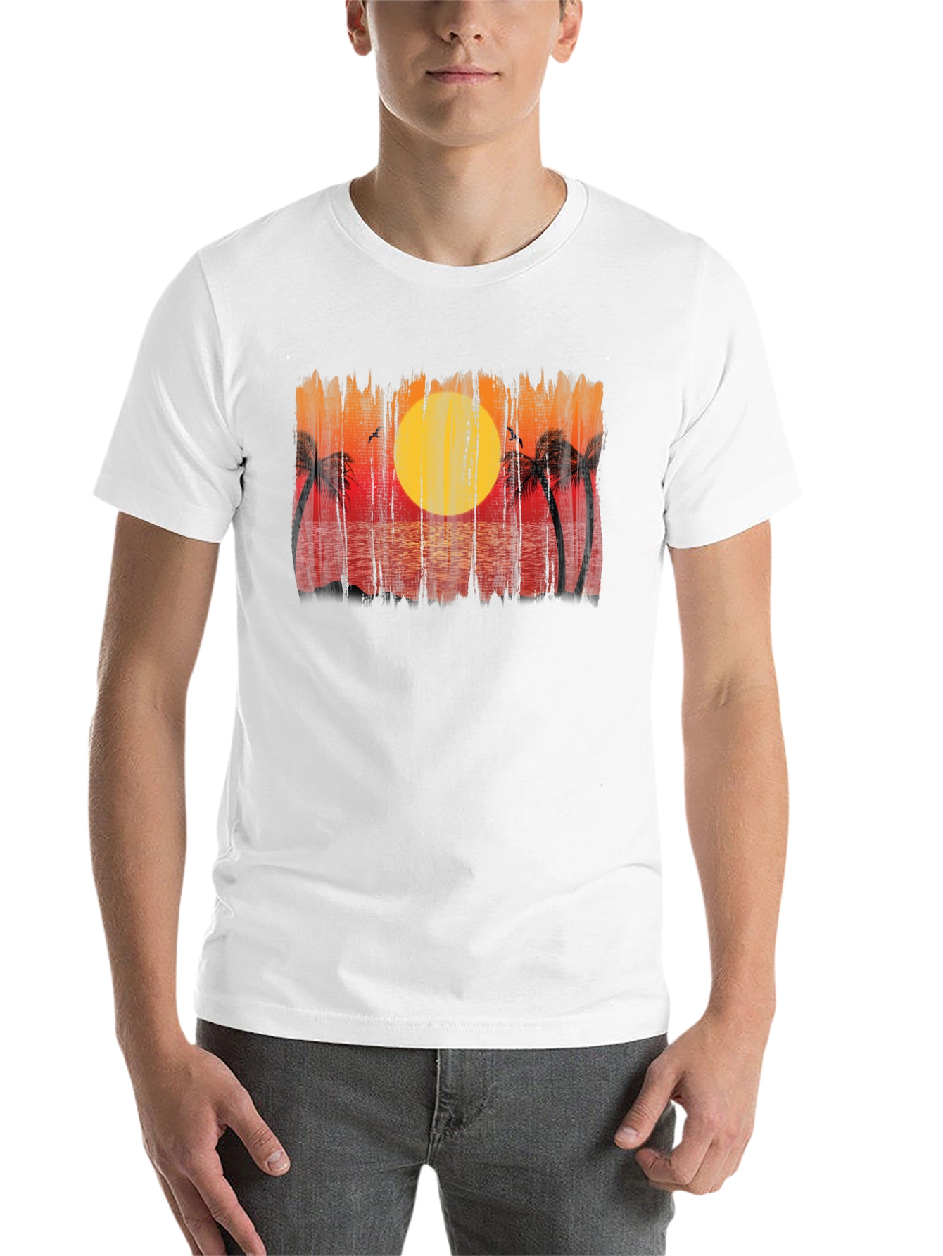 Black Sunset Palm Tree Graphic Black T-Shirt view 14