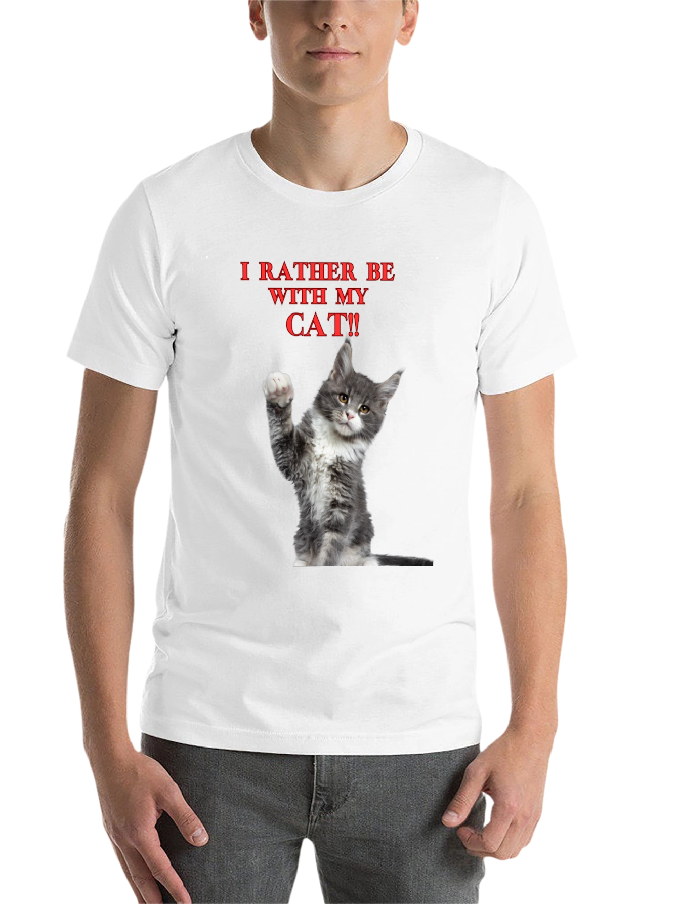 Black Funny "I'd Rather Be With My Cat" Graphic Tee view 14