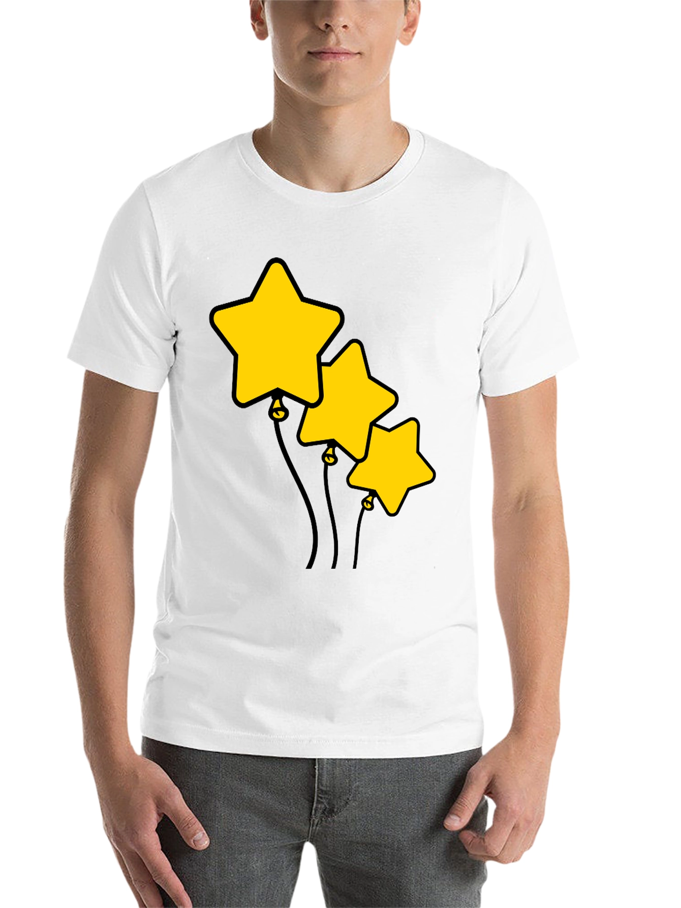 Black Star Balloons Graphic Tee - Black Cotton T-Shirt view 14