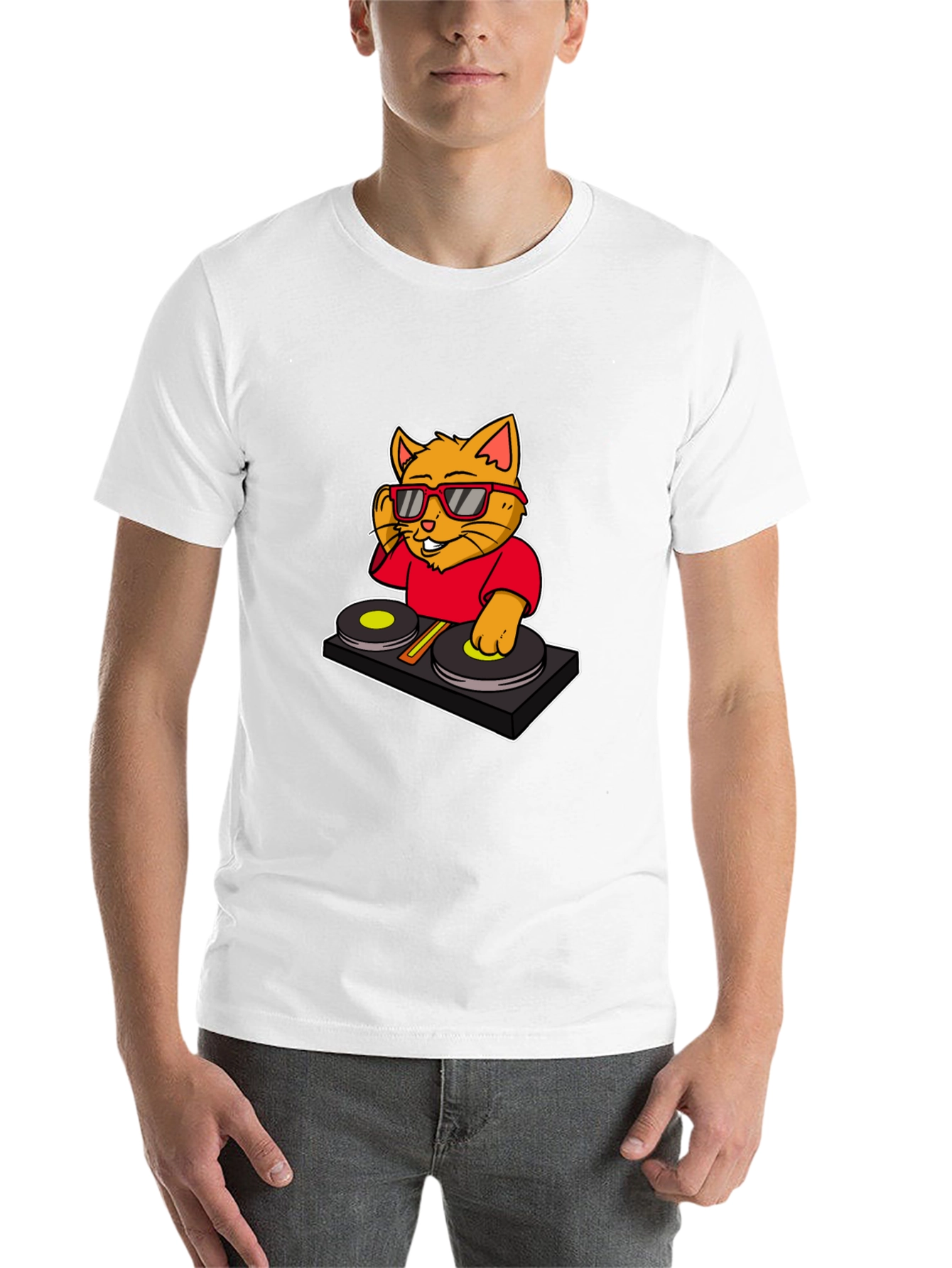 Black DJ Cat Graphic T-Shirt - Cool Music Lover Tee view 14