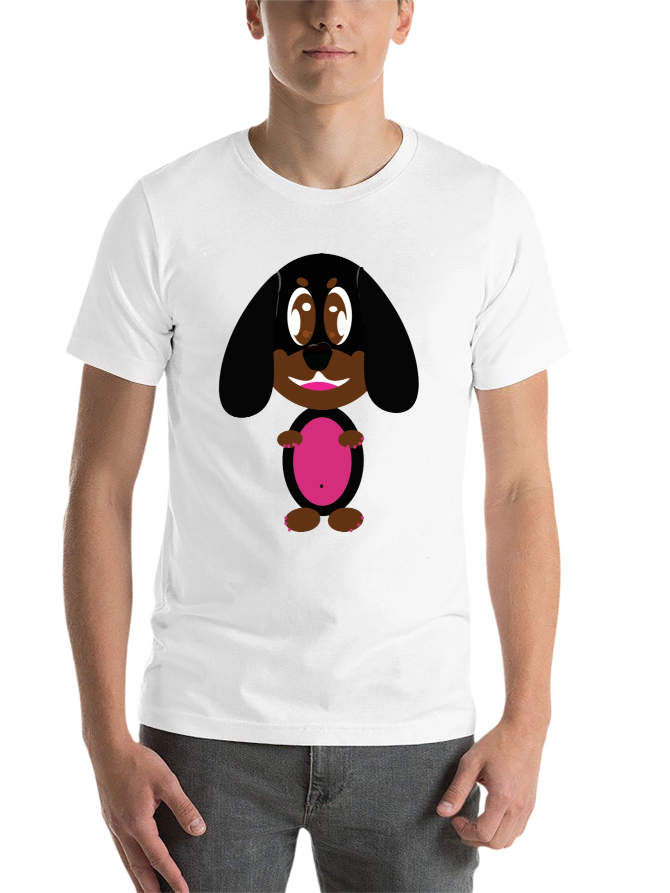 Black Cute Dog Graphic Black T-Shirt view 14