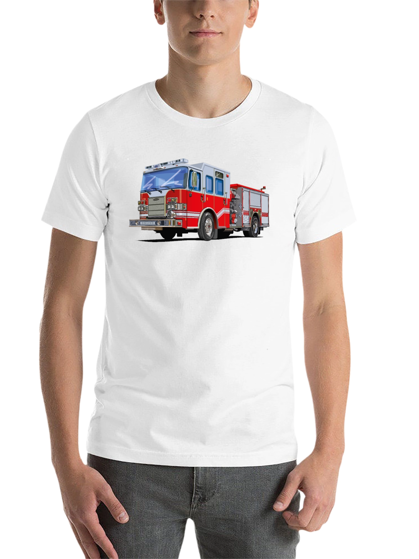 Black Firetruck Graphic Tee - Black Cotton Blend T-Shirt view 14