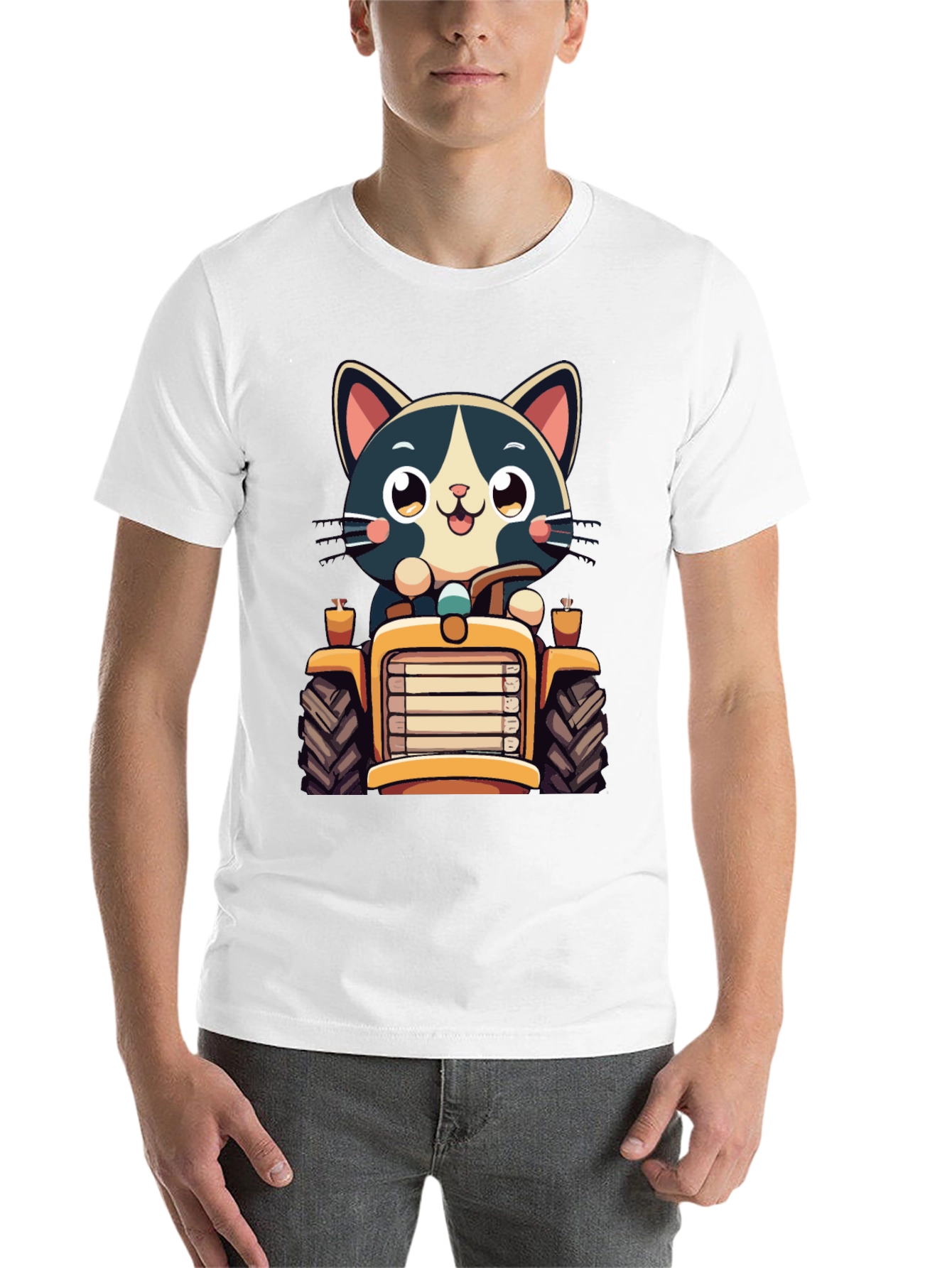 Black Cat Driving Tractor T-Shirt view 14