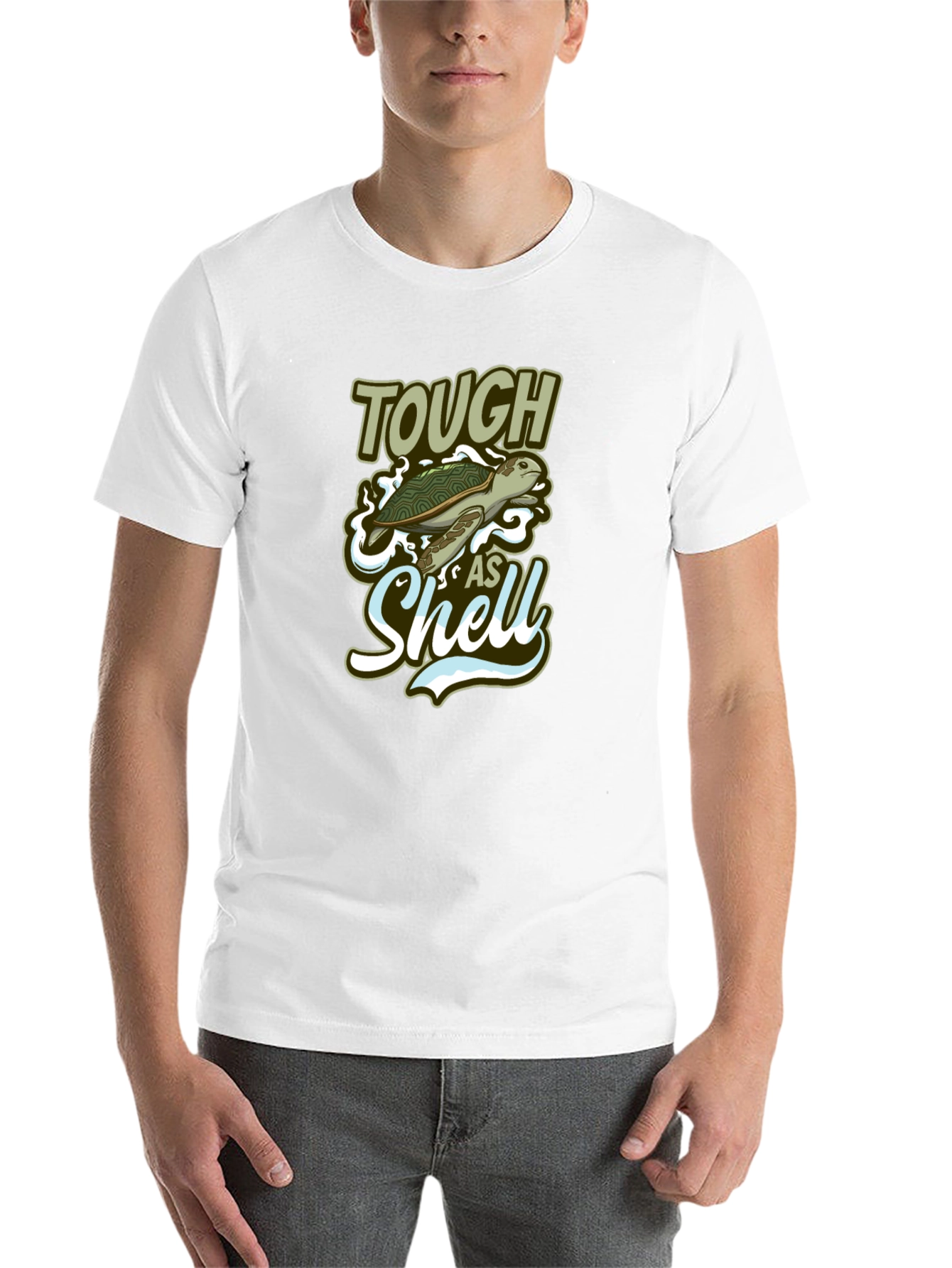 Black Tough As Shell Turtle Graphic Tee - Black Cotton Casual T-Shirt view 14