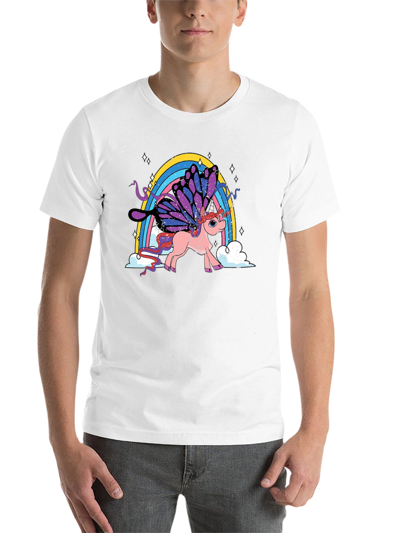 Black Unicorn Rainbow T-Shirt - Magical Butterfly Wings view 14