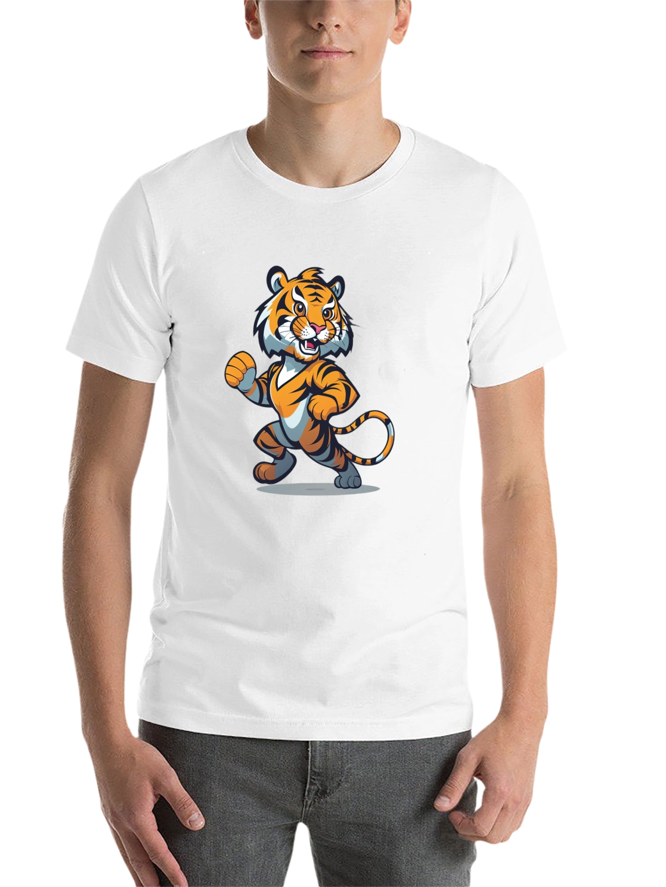 Black Cartoon Tiger Graphic Tee - Black view 14