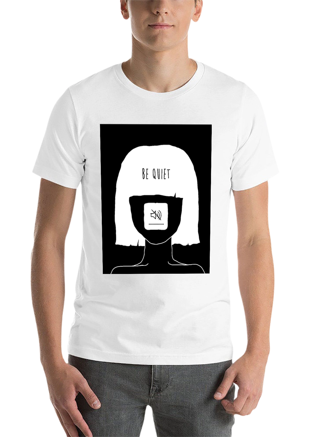 Black Be Quiet Graphic Tee - Black Cotton Unisex view 14