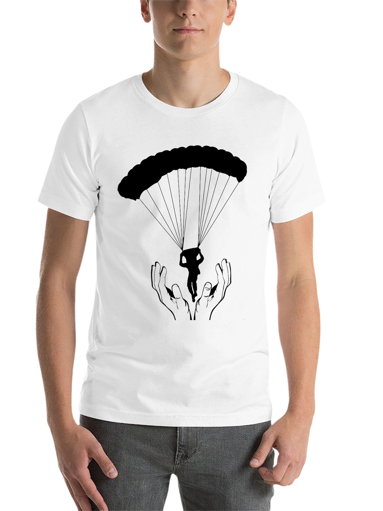 Black Parachute Graphic Tee - Freefall Design view 14