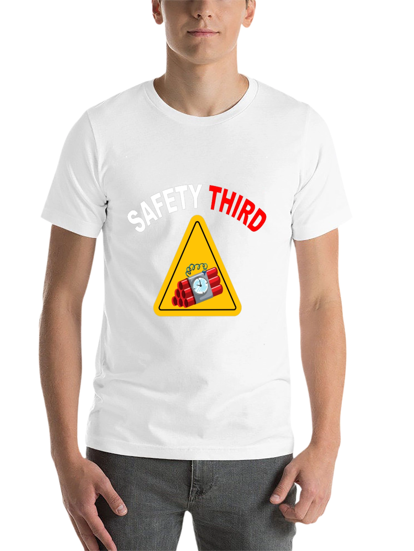 Black Safety Third T-Shirt - Funny Graphic Tee view 14