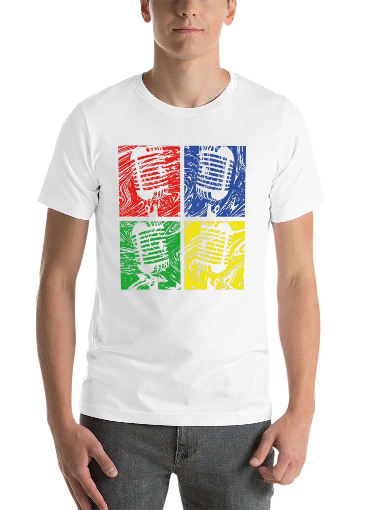 Black Retro Microphone T-Shirt - Pop Art Style, Music Lover Tee view 14