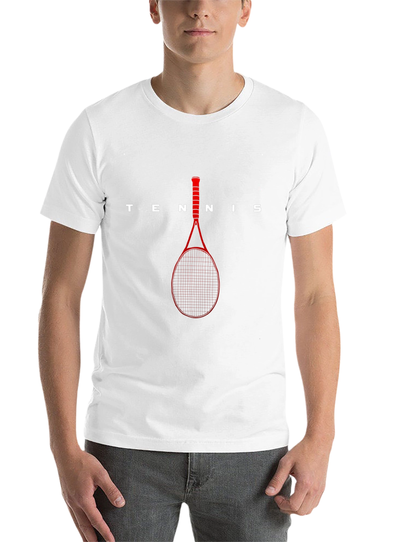 Black Tennis Racket Graphic T-Shirt - Black Cotton Tee view 14