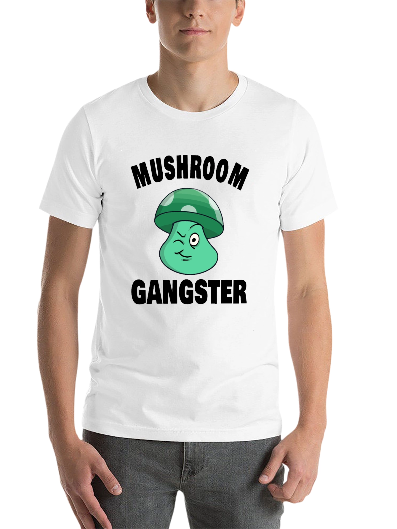 Black Mushroom Gangster Graphic T-Shirt view 14