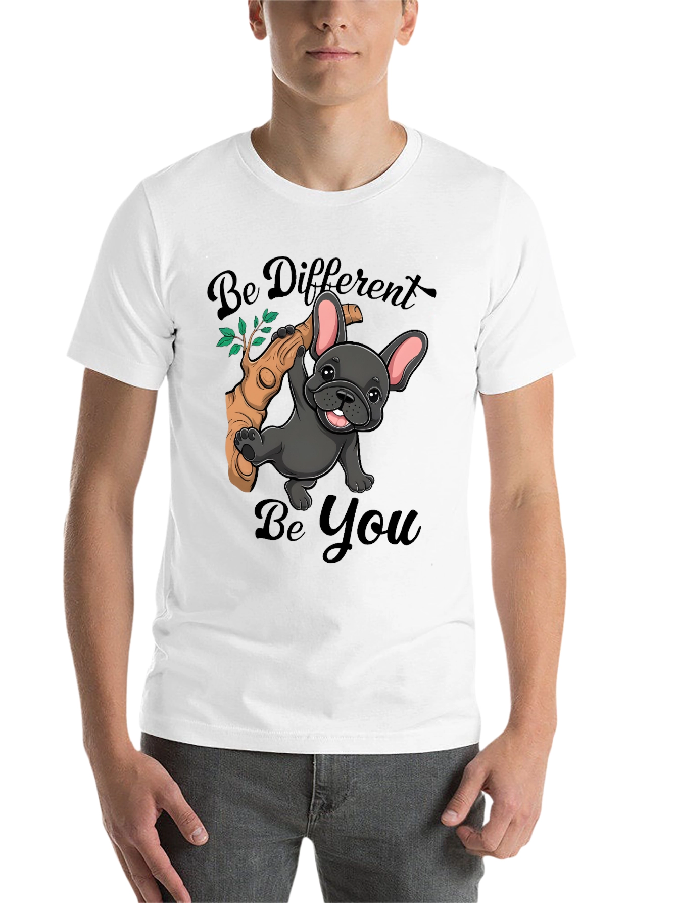 Black Be Different Be You Bulldog T-Shirt view 14