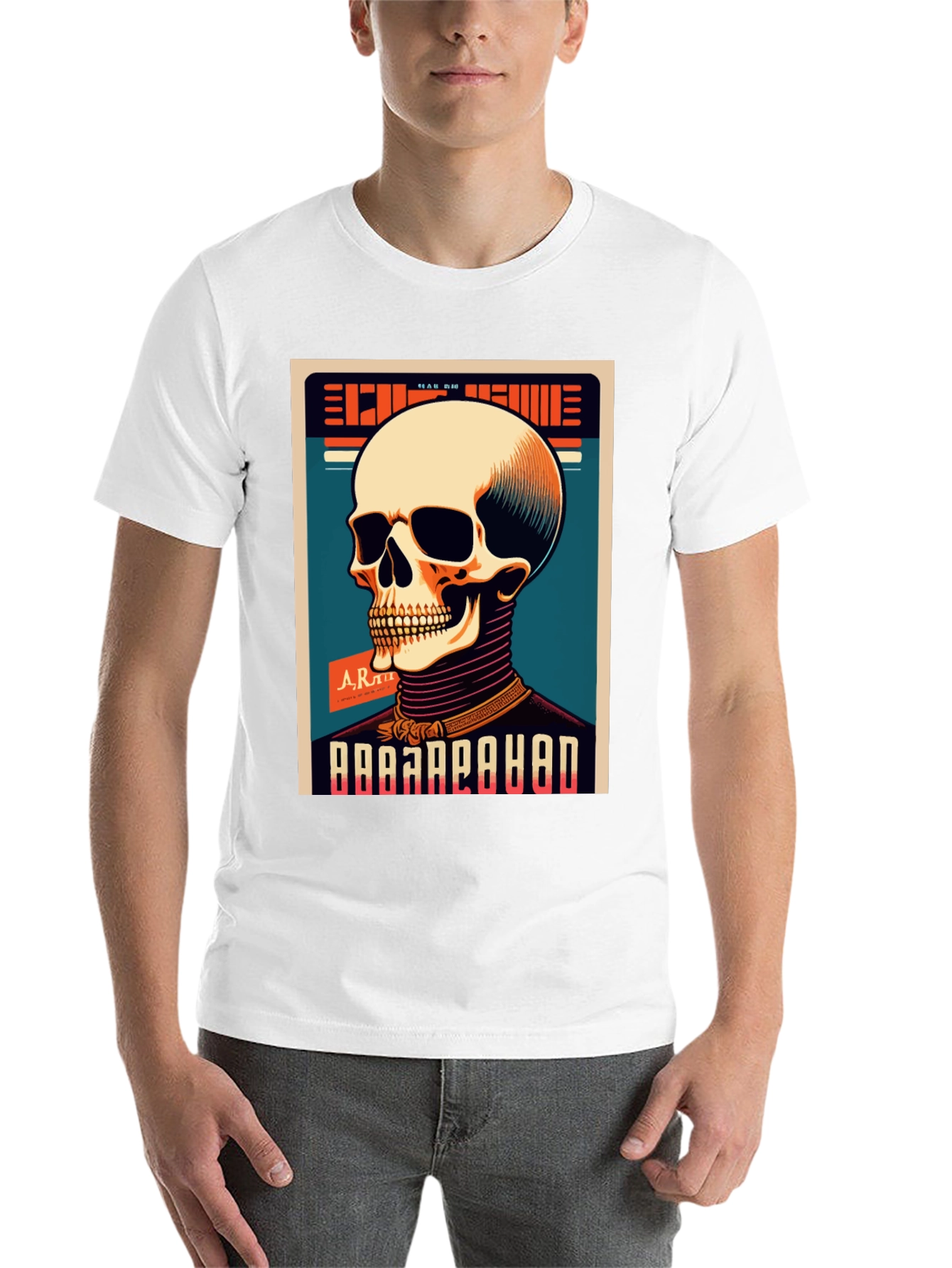 Black Skull Graphic Print Crew Neck T-Shirt view 14