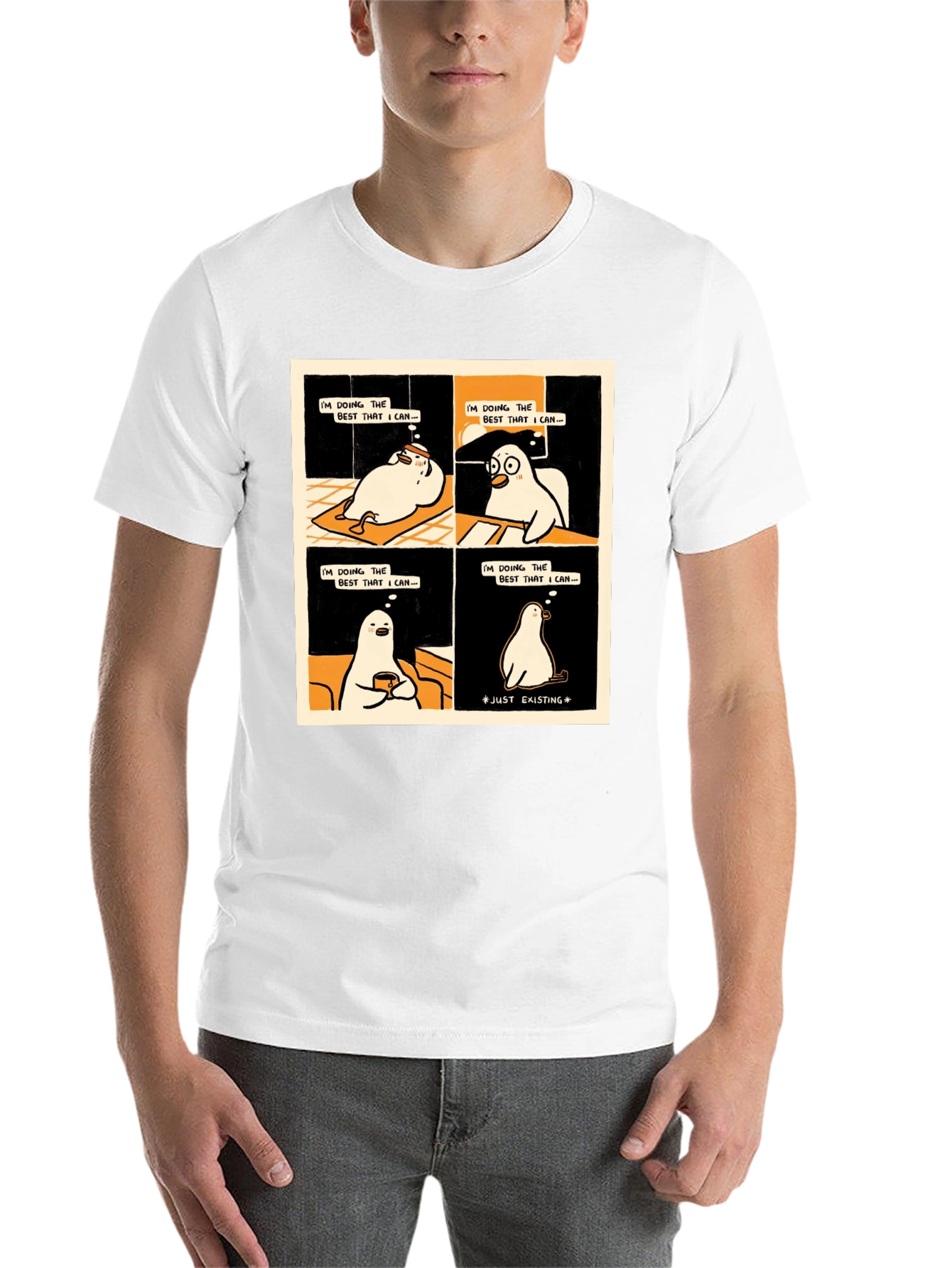 Black Existential Cartoon T-Shirt: Doing My Best view 14