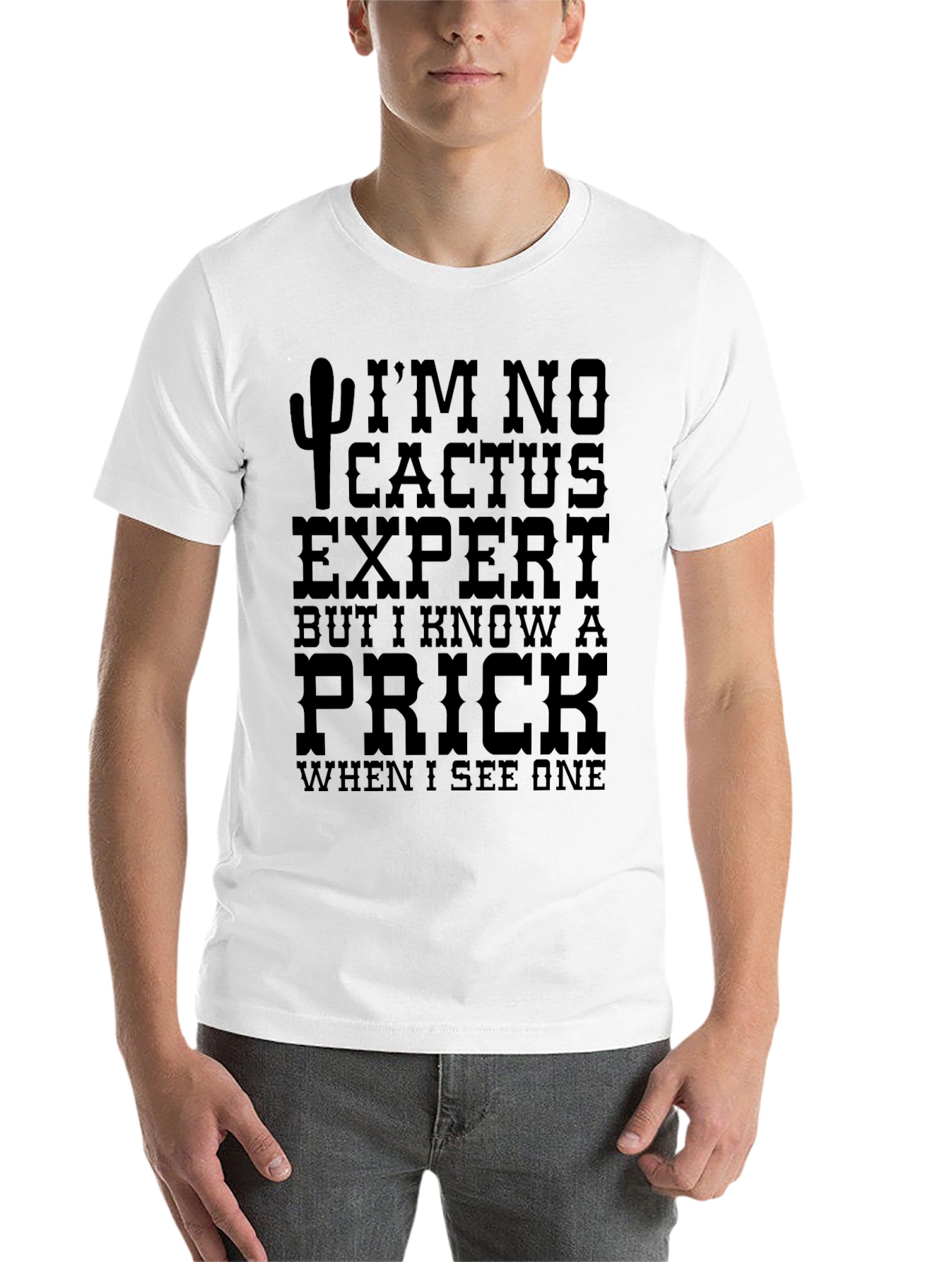 Black Funny Cactus Expert Prick Men's T-Shirt view 14