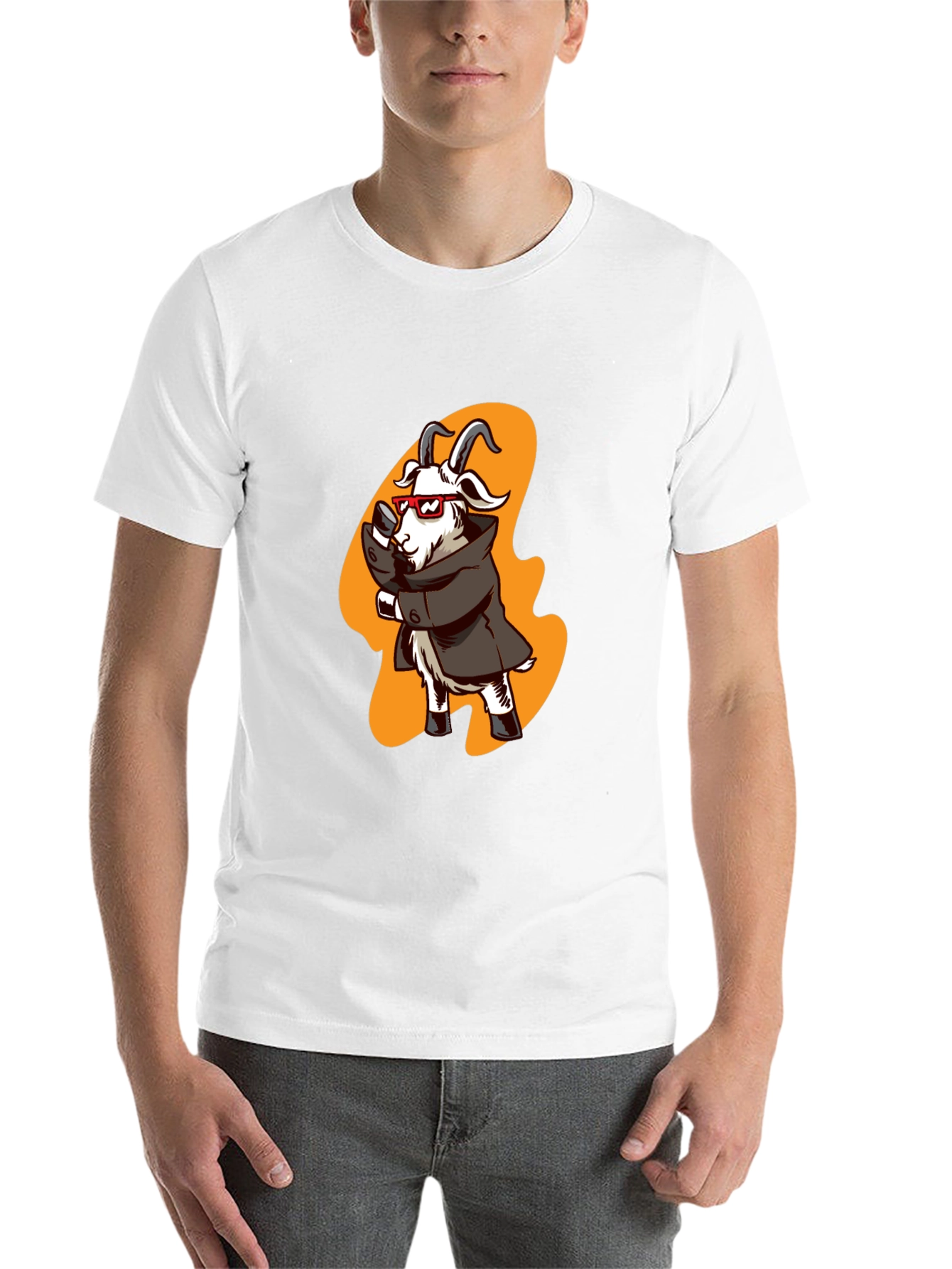 Black Cool Goat in Trench Coat Graphic Tee view 14