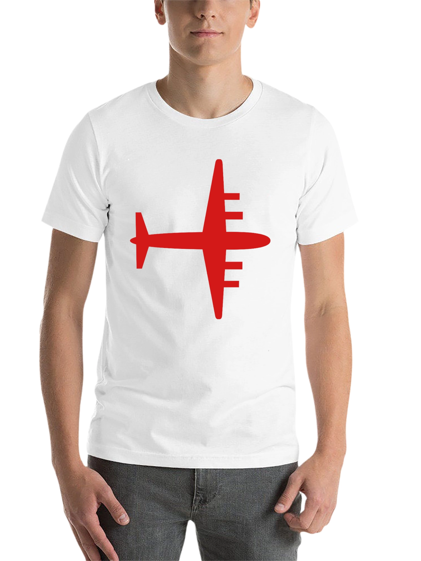 Black Red Airplane Graphic Tee - Black Casual T-Shirt view 14