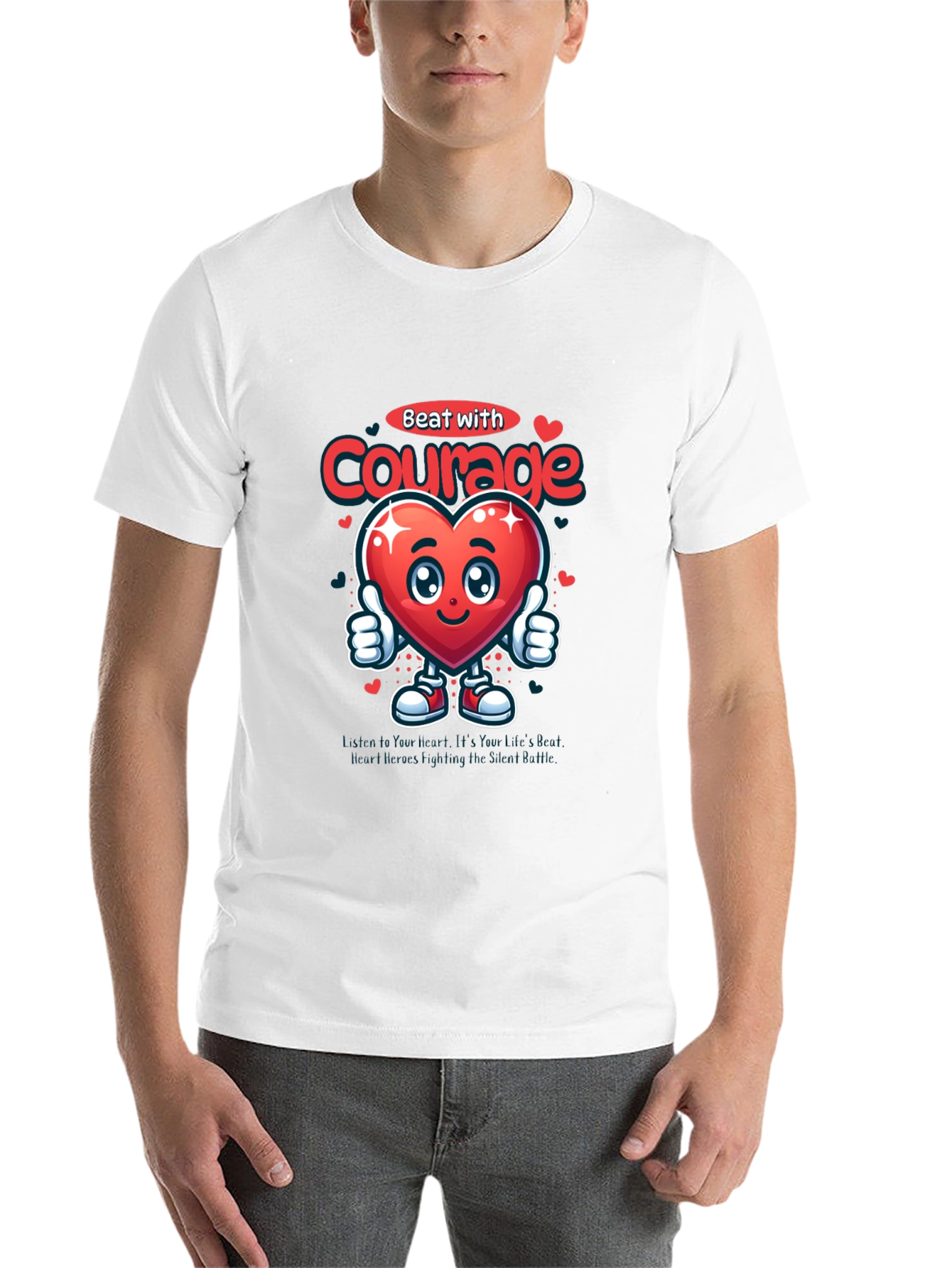 Black Courage Heart Graphic Tee - Inspirational T-Shirt view 14