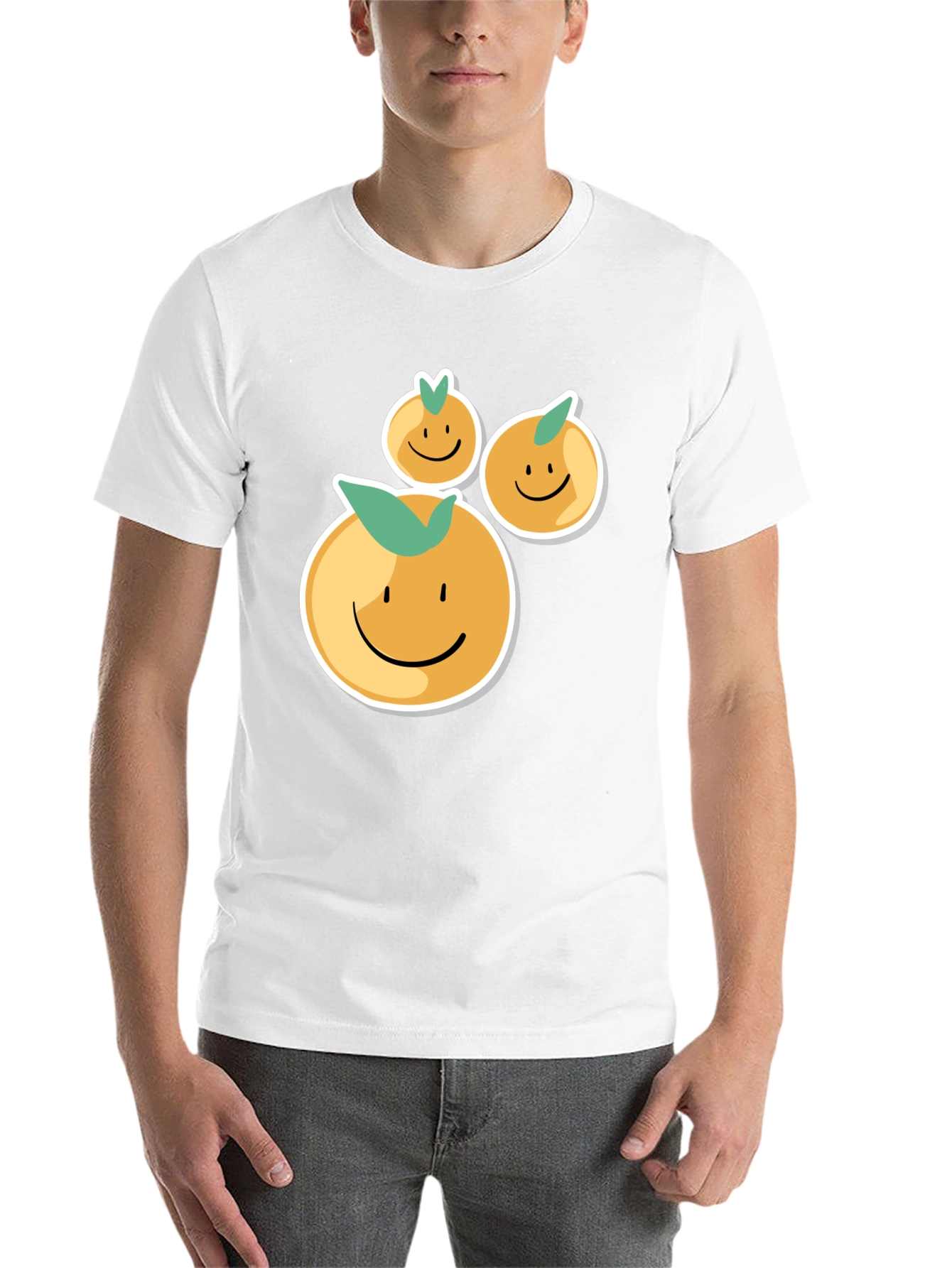 Black Smiling Oranges Graphic Tee - Casual Black T-Shirt view 14