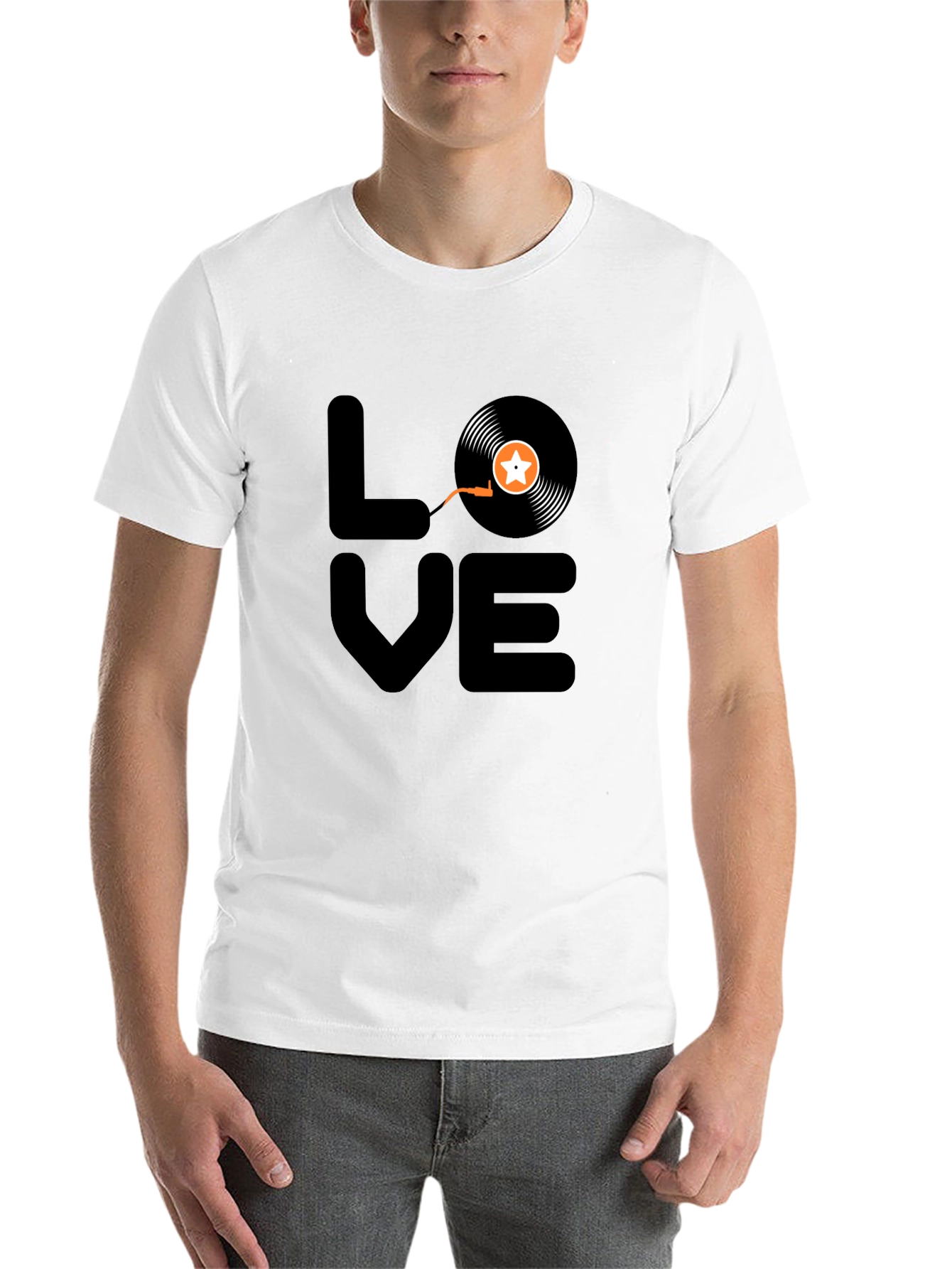 LOVE Vinyl Record Graphic Tee - Black Cotton T-Shirt - 14