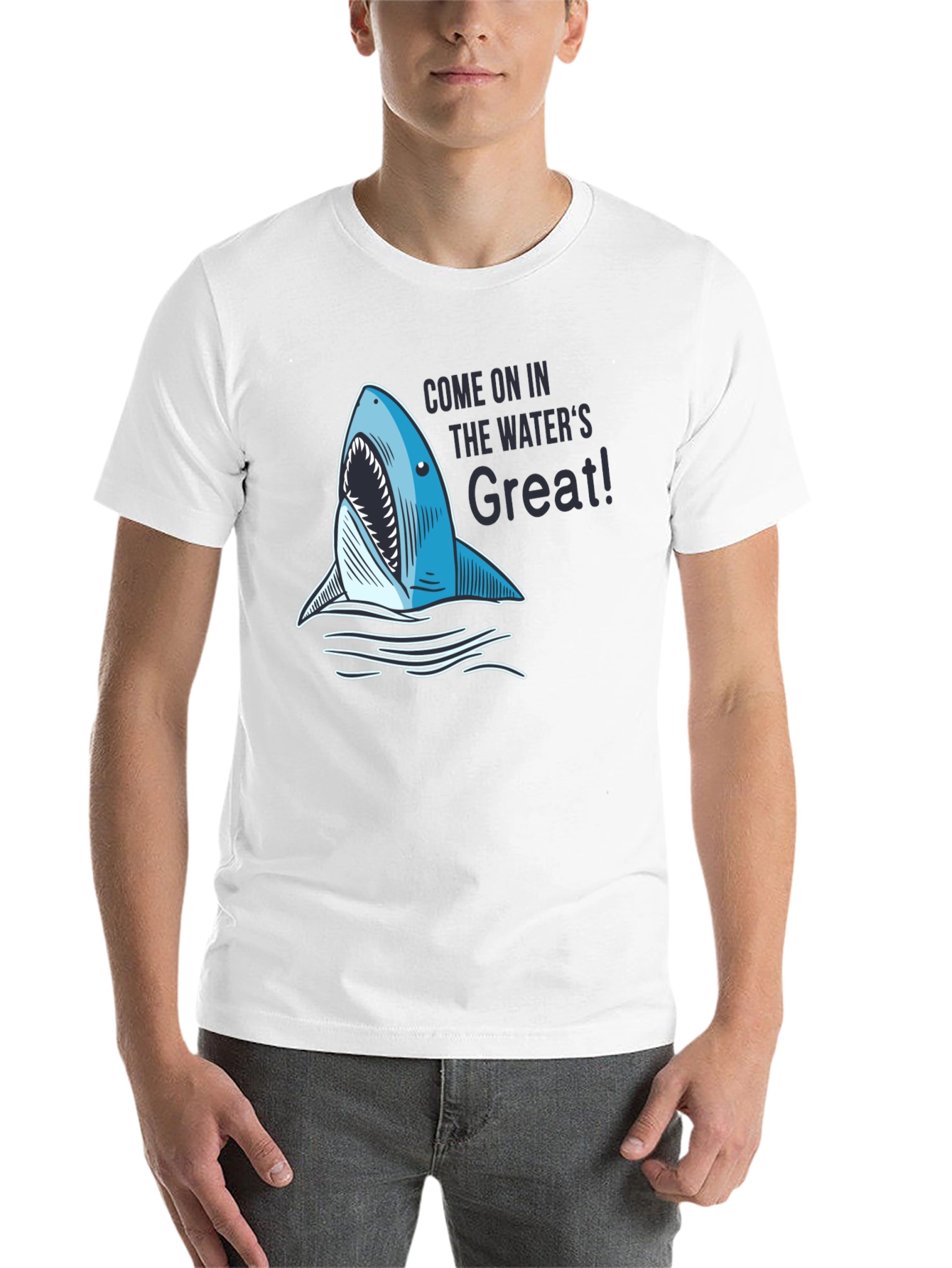 Black Shark Attack T-Shirt - "The Water's Great!" view 14