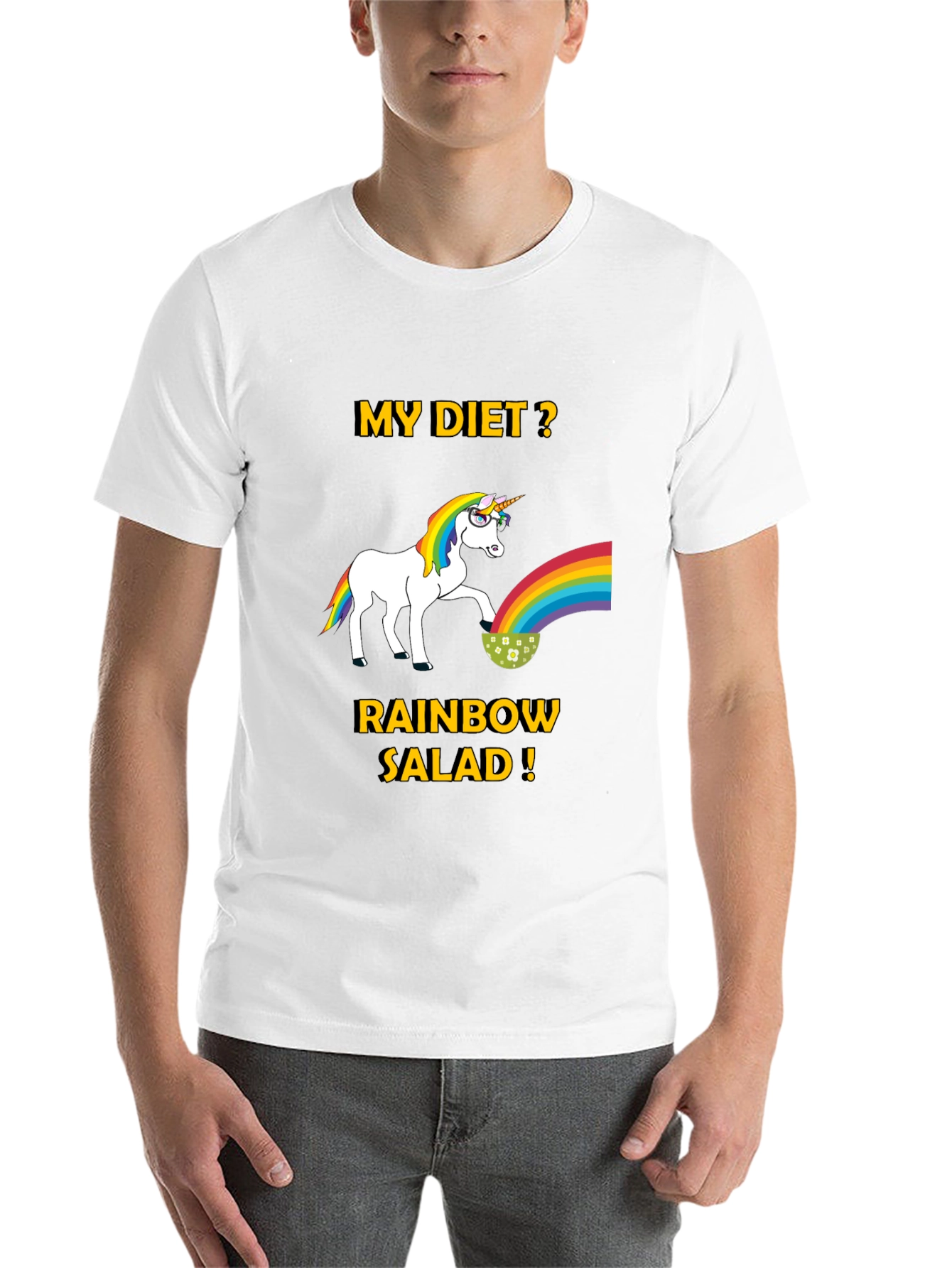 Black Unicorn Rainbow Salad Diet T-Shirt view 14