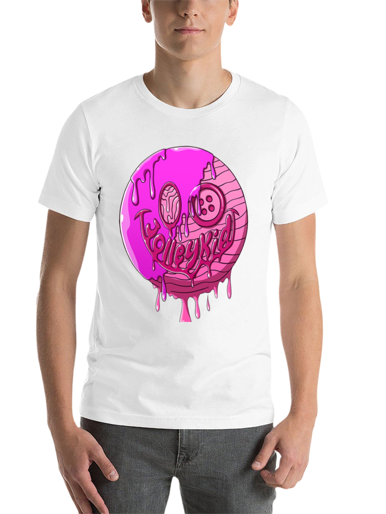 Black Pink Drip Smiley Face Graphic T-Shirt view 14