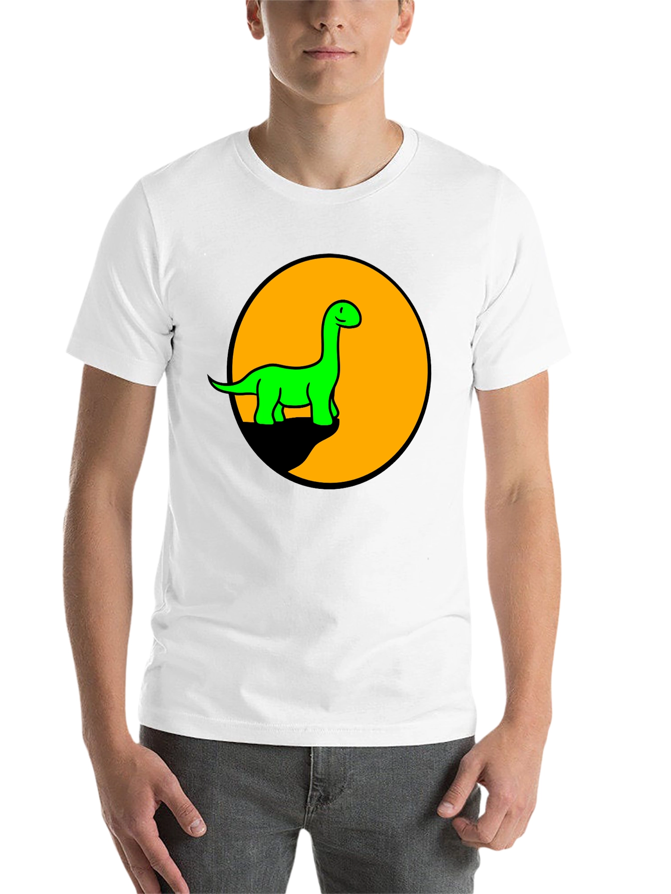 Black Dino Graphic Tee - Black T-Shirt with Retro Green Dinosaur Print view 14