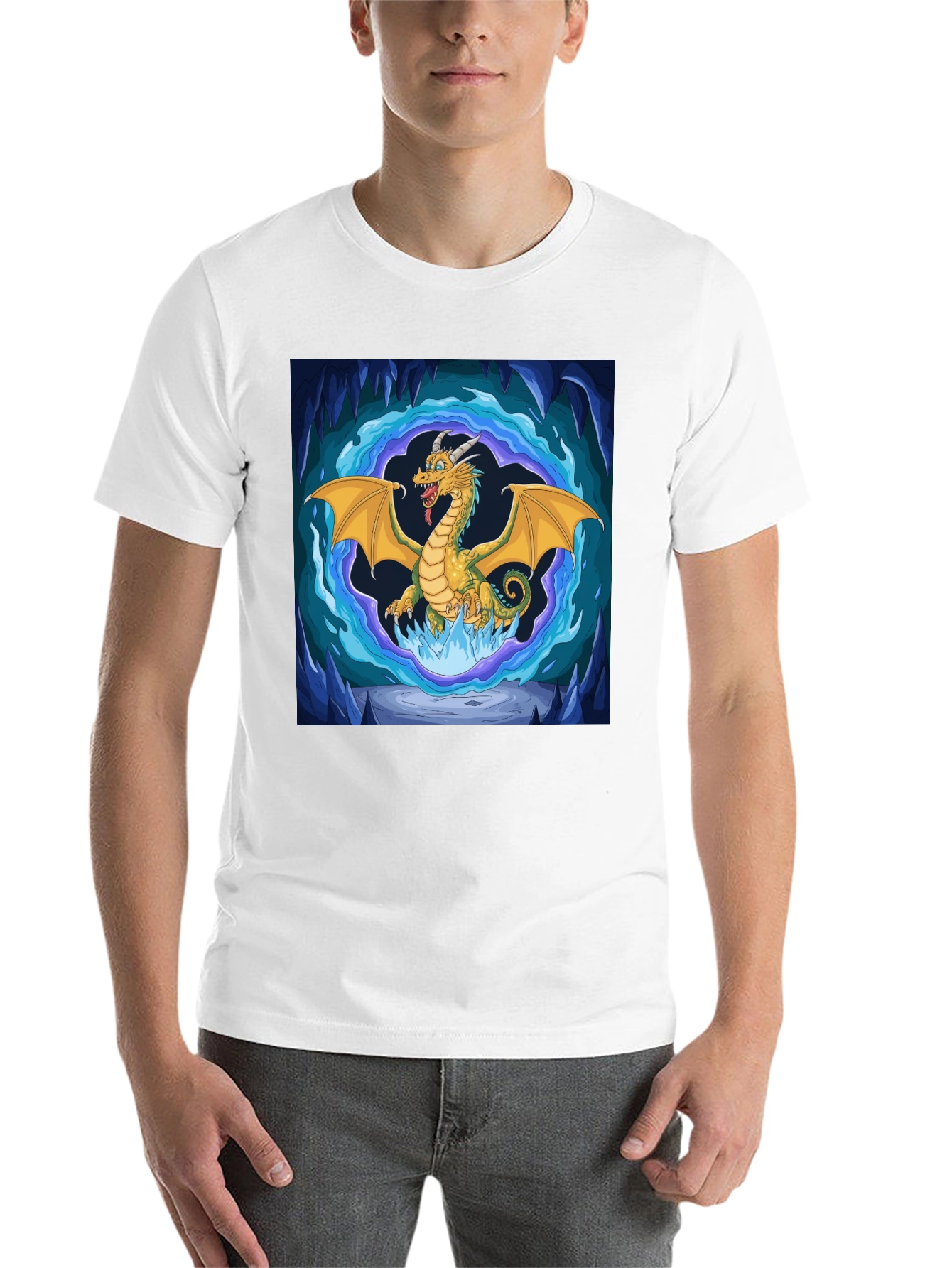 Black Dragon Graphic Tee - Fantasy Art Black T-Shirt view 14