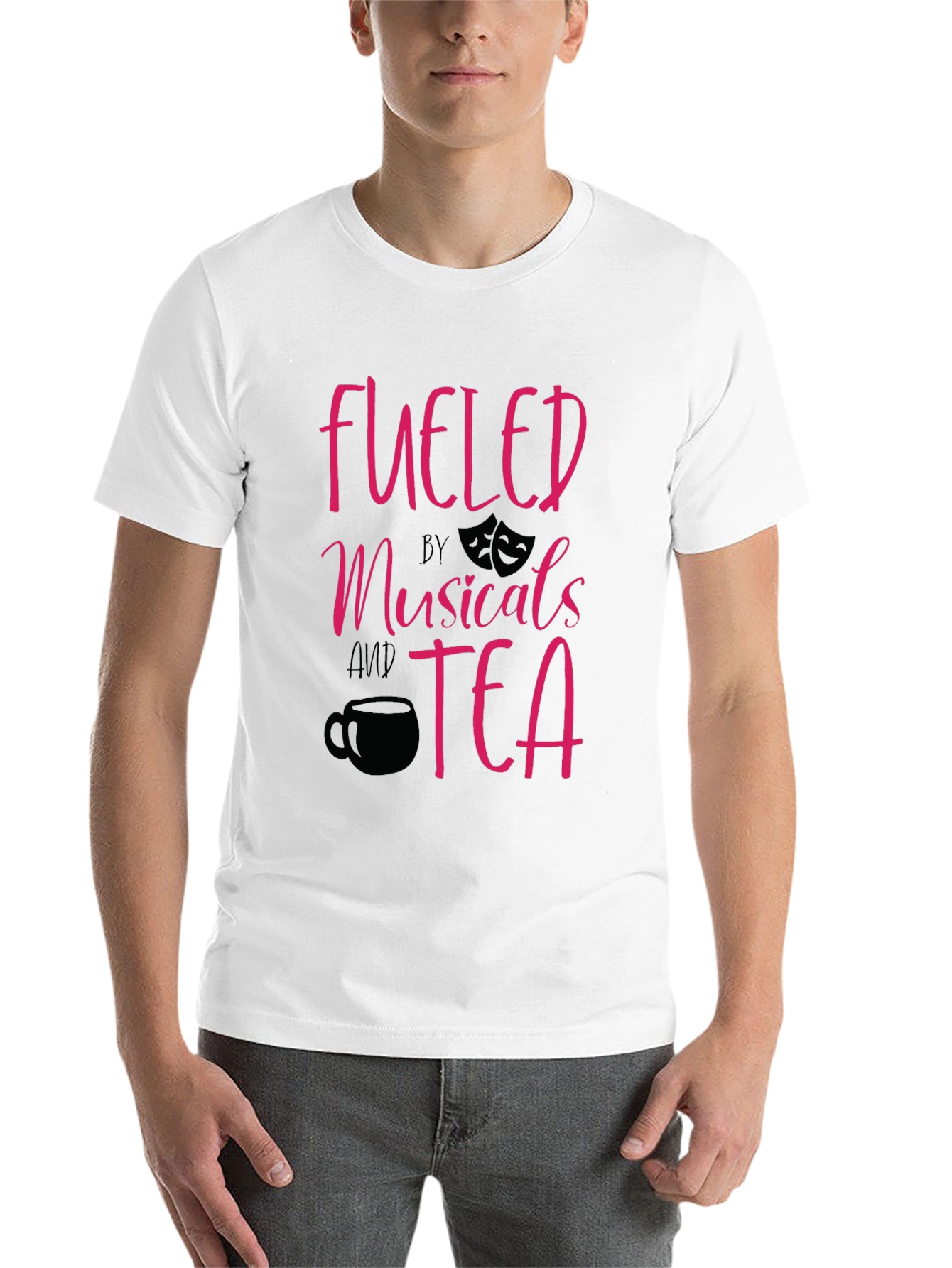 Black Fueled by Musicals and Tea Graphic T-Shirt view 14