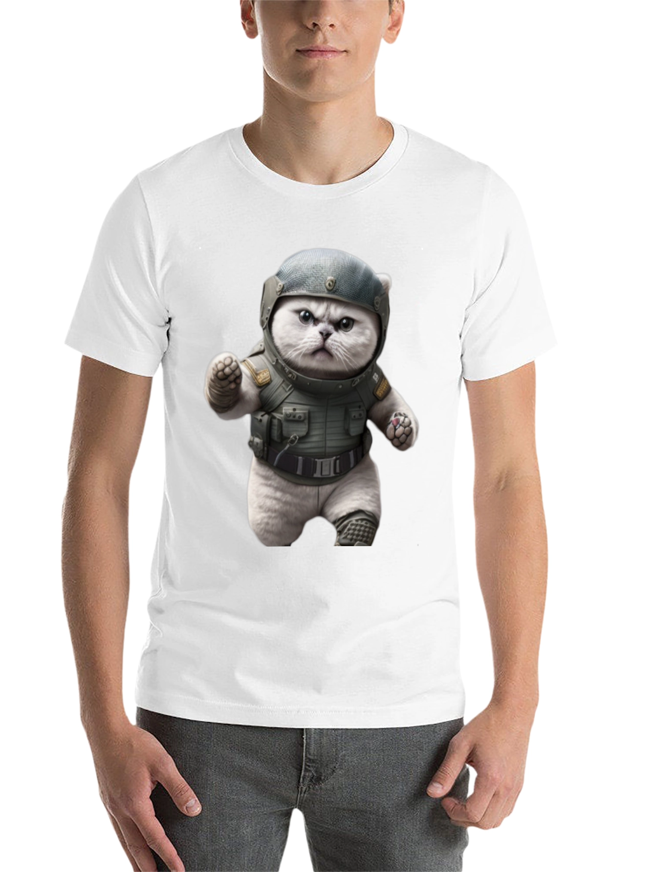 Black Tactical Cat T-Shirt - Military Grade Humor view 14