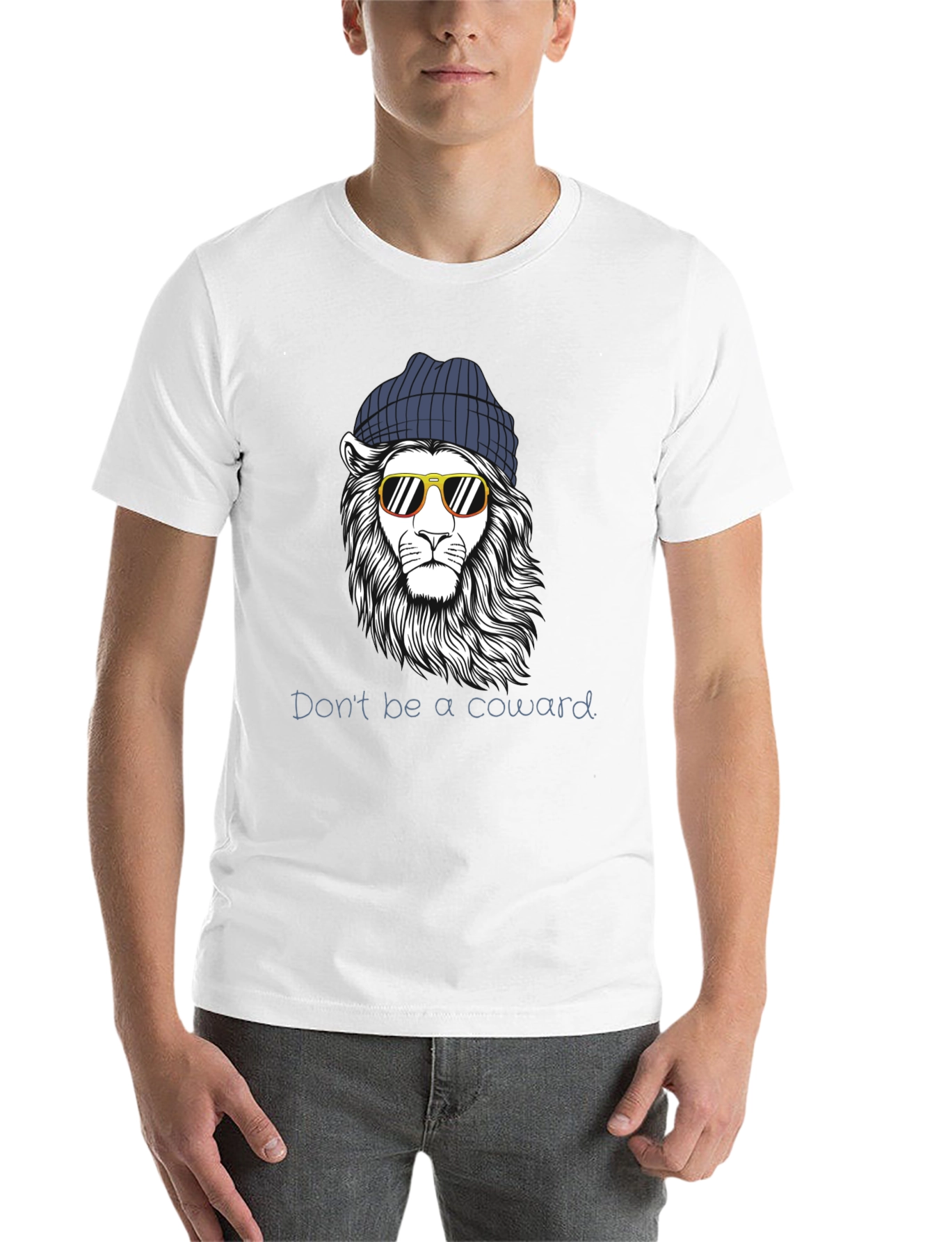 Black Cool Lion Graphic Tee - Don't Be A Coward view 14